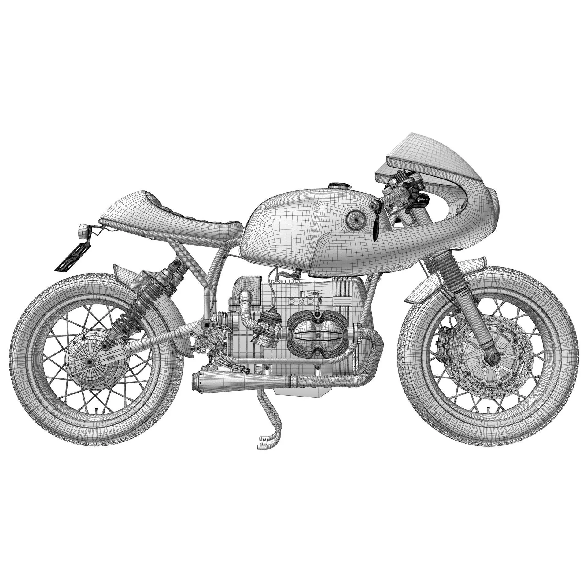 Cafe Racer R80 Motorcycle 3D model_17