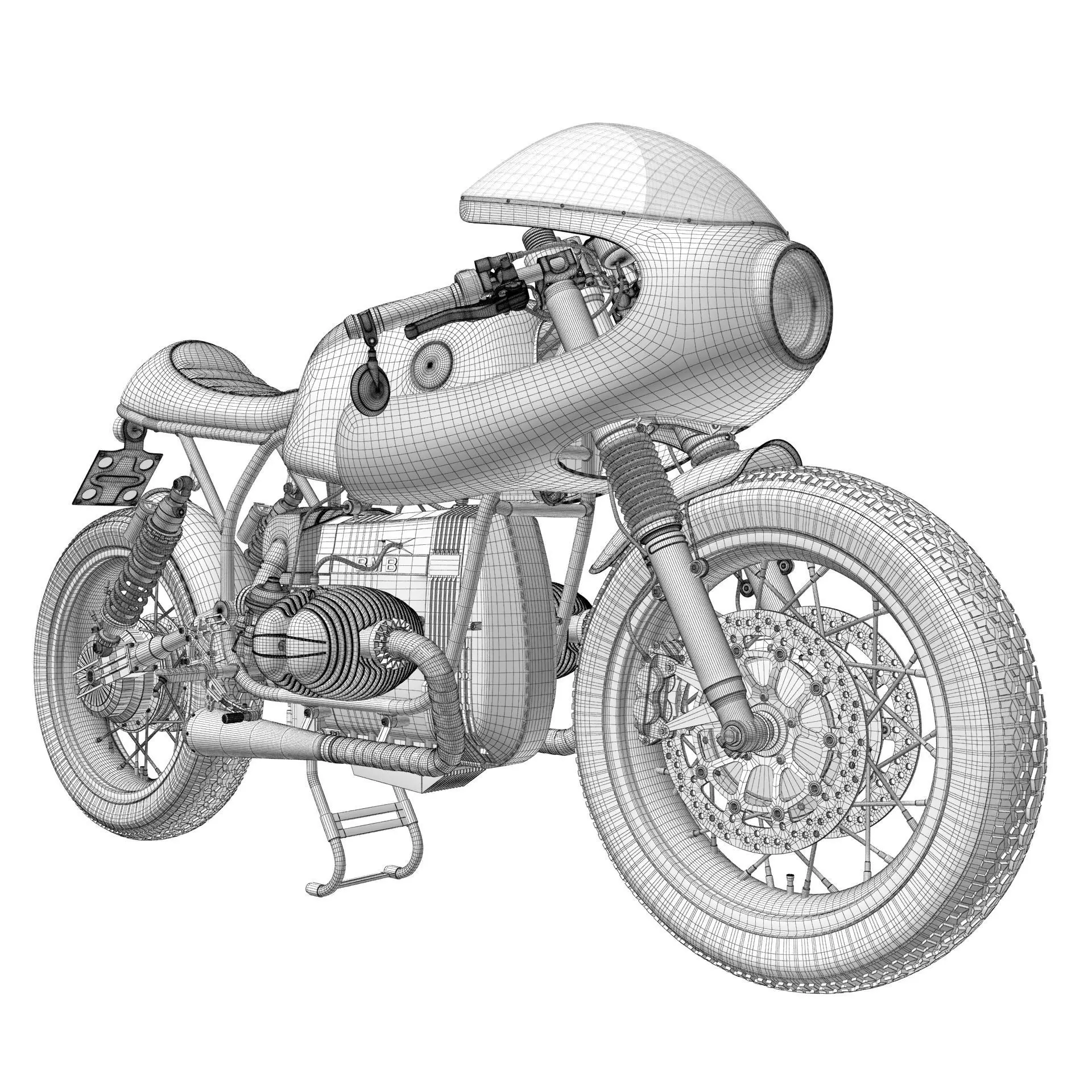 Cafe Racer R80 Motorcycle 3D model_16