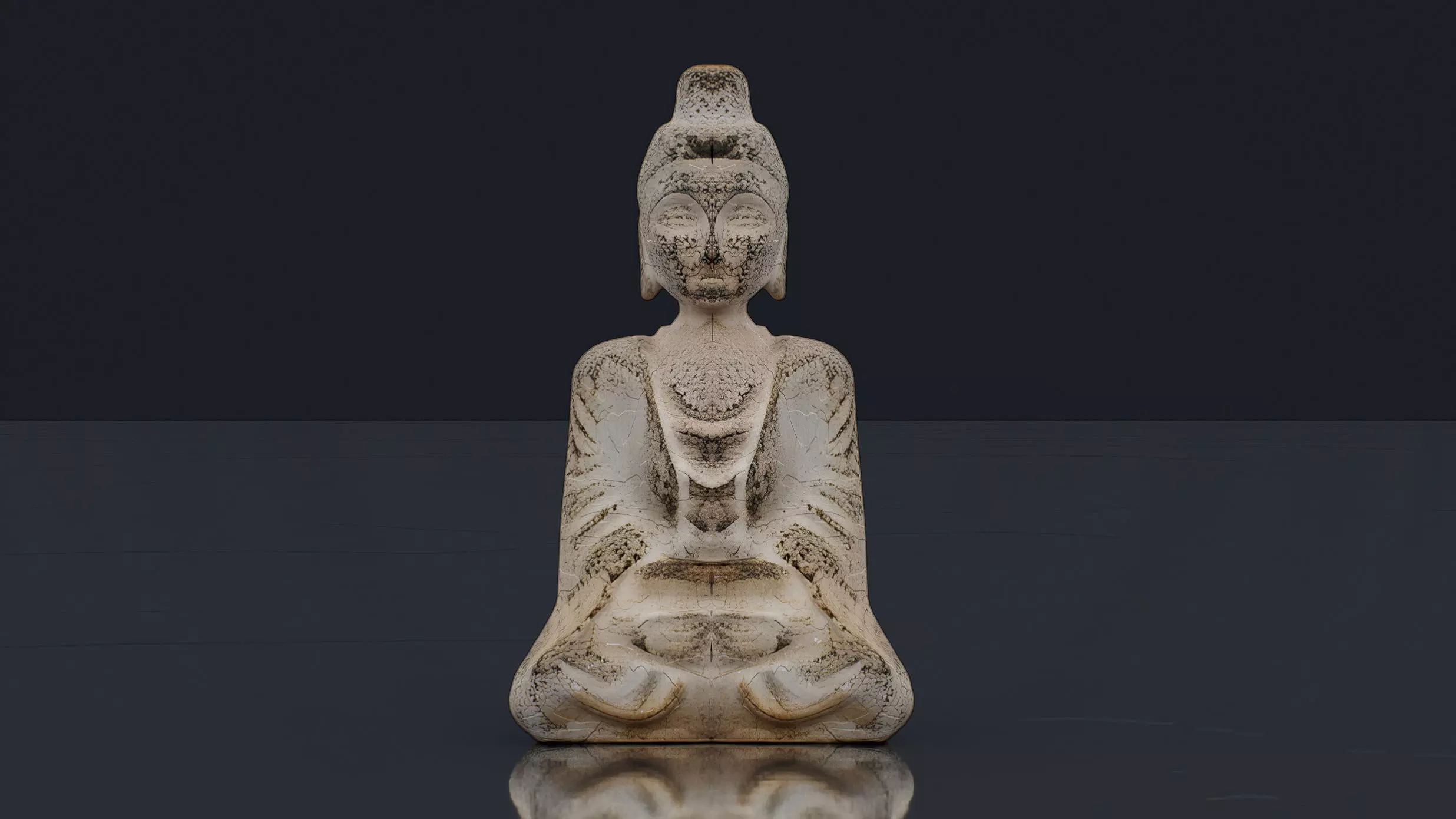 Ancient Chinese-style Buddha statue Low-poly 3D model