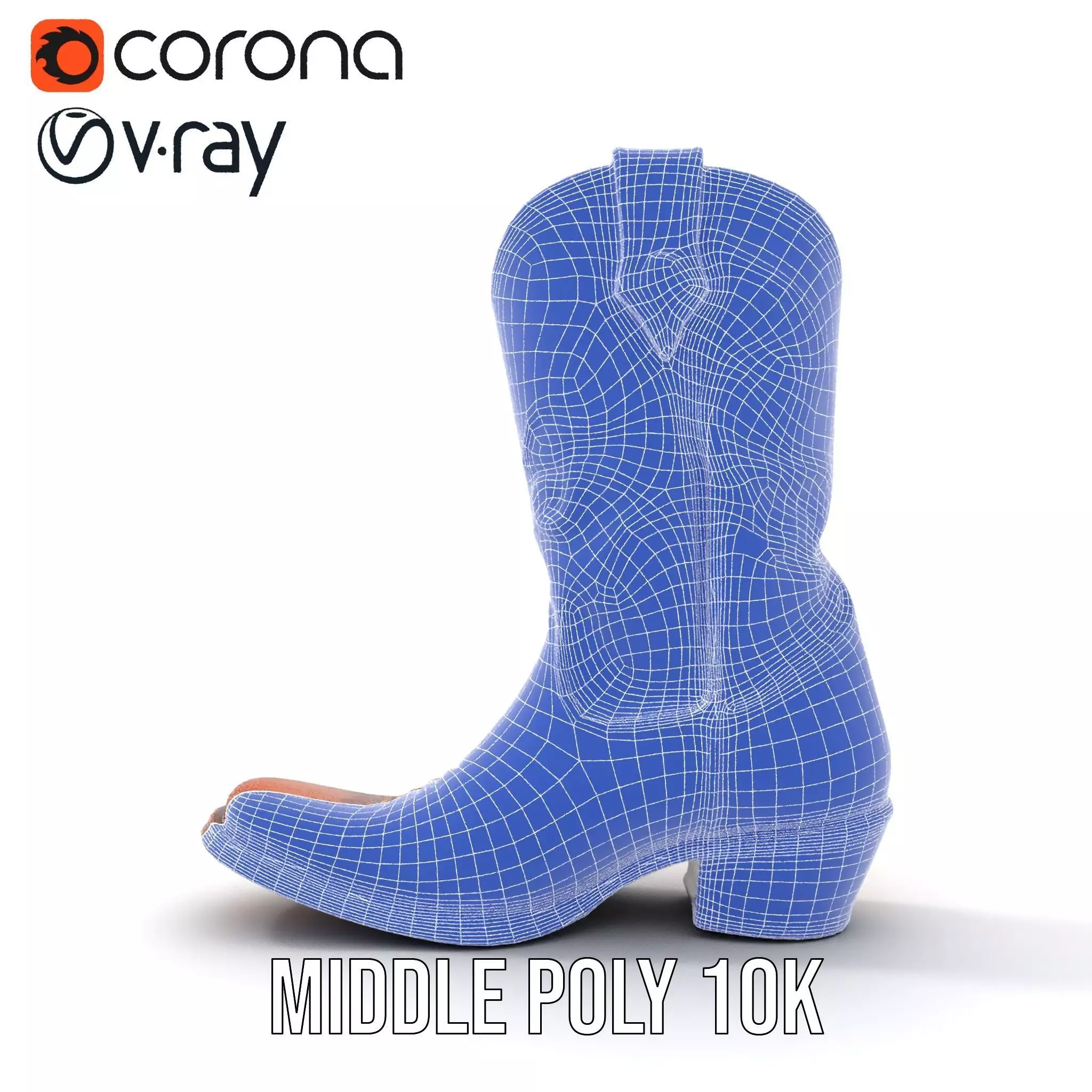 Western Cowboy Boot model pack  Leather Embroidery Design Low-poly 3D model_12