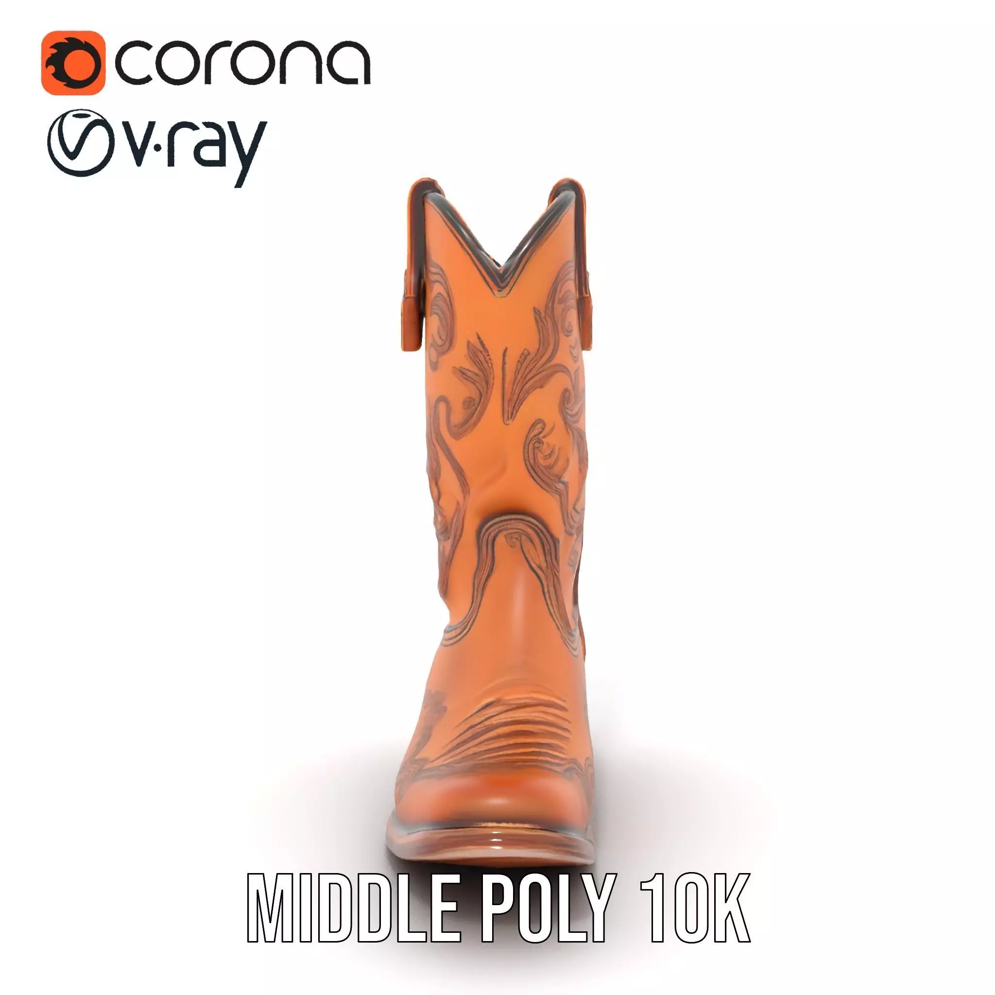 Western Cowboy Boot model pack  Leather Embroidery Design Low-poly 3D model_27