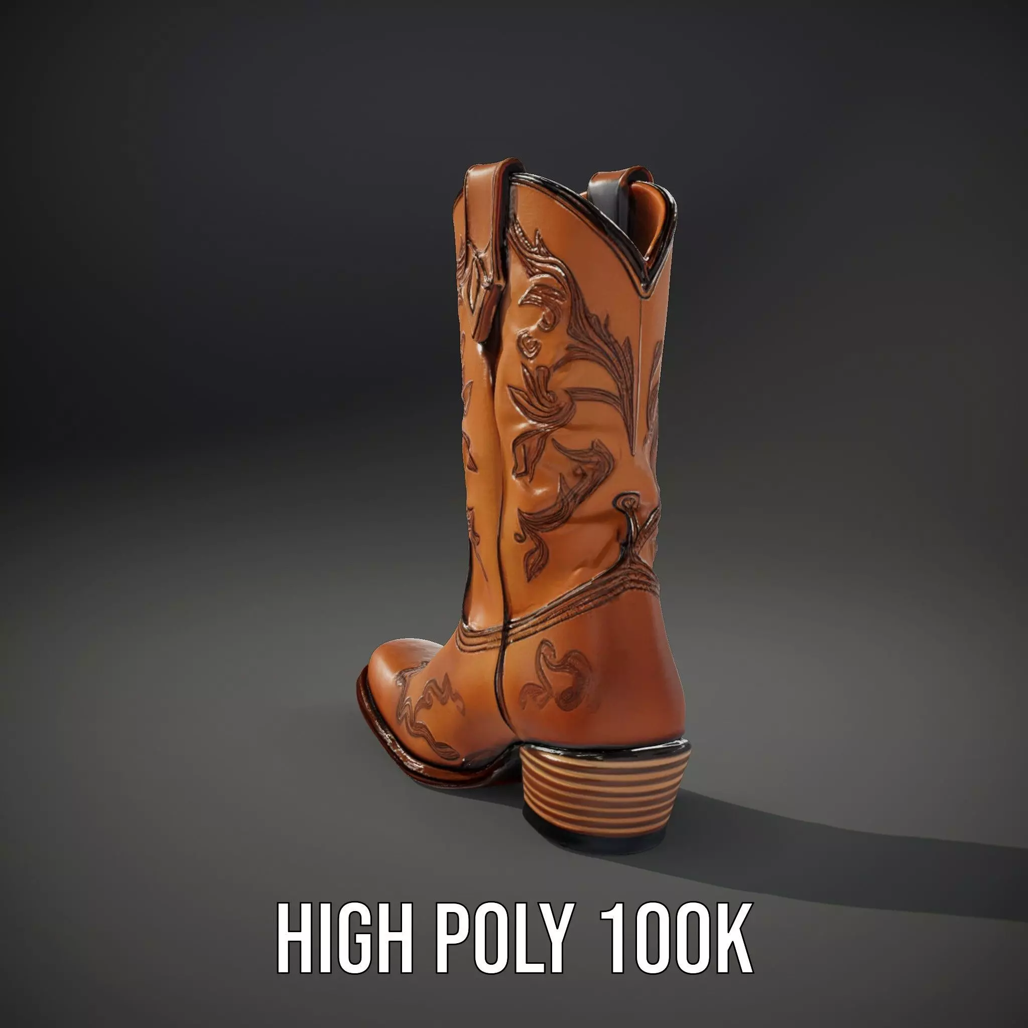 Western Cowboy Boot model pack  Leather Embroidery Design Low-poly 3D model_11