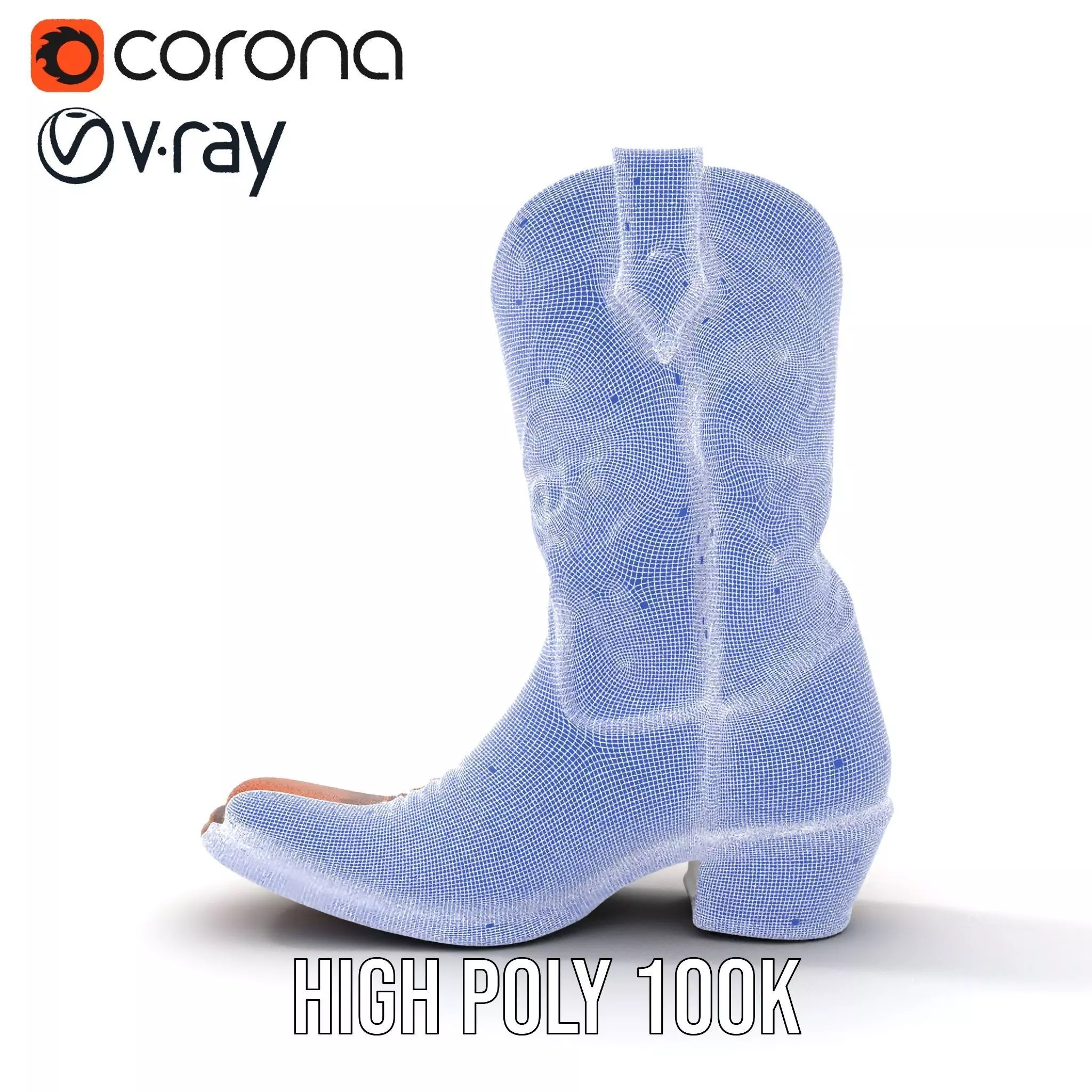 Western Cowboy Boot model pack  Leather Embroidery Design Low-poly 3D model_34