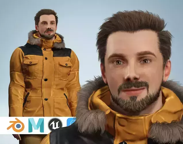 Winter Expedition Male 3D Character Adventure Ready Low-poly 3D model