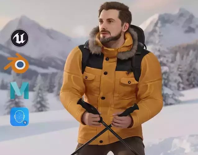 Winter Expedition Male 3D Character Adventure Ready