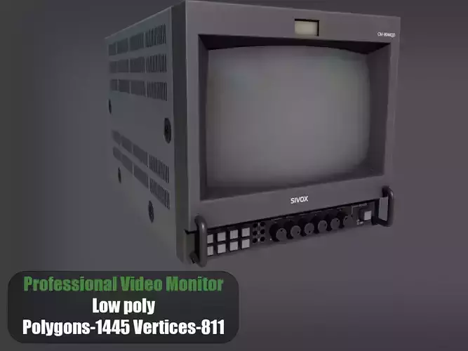 Retro Professional Video Monitor Low-poly 3D model