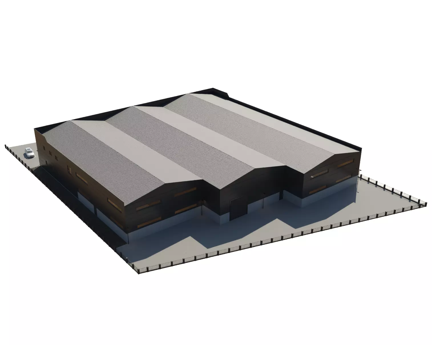 Factory Building Low-poly 3D model_3