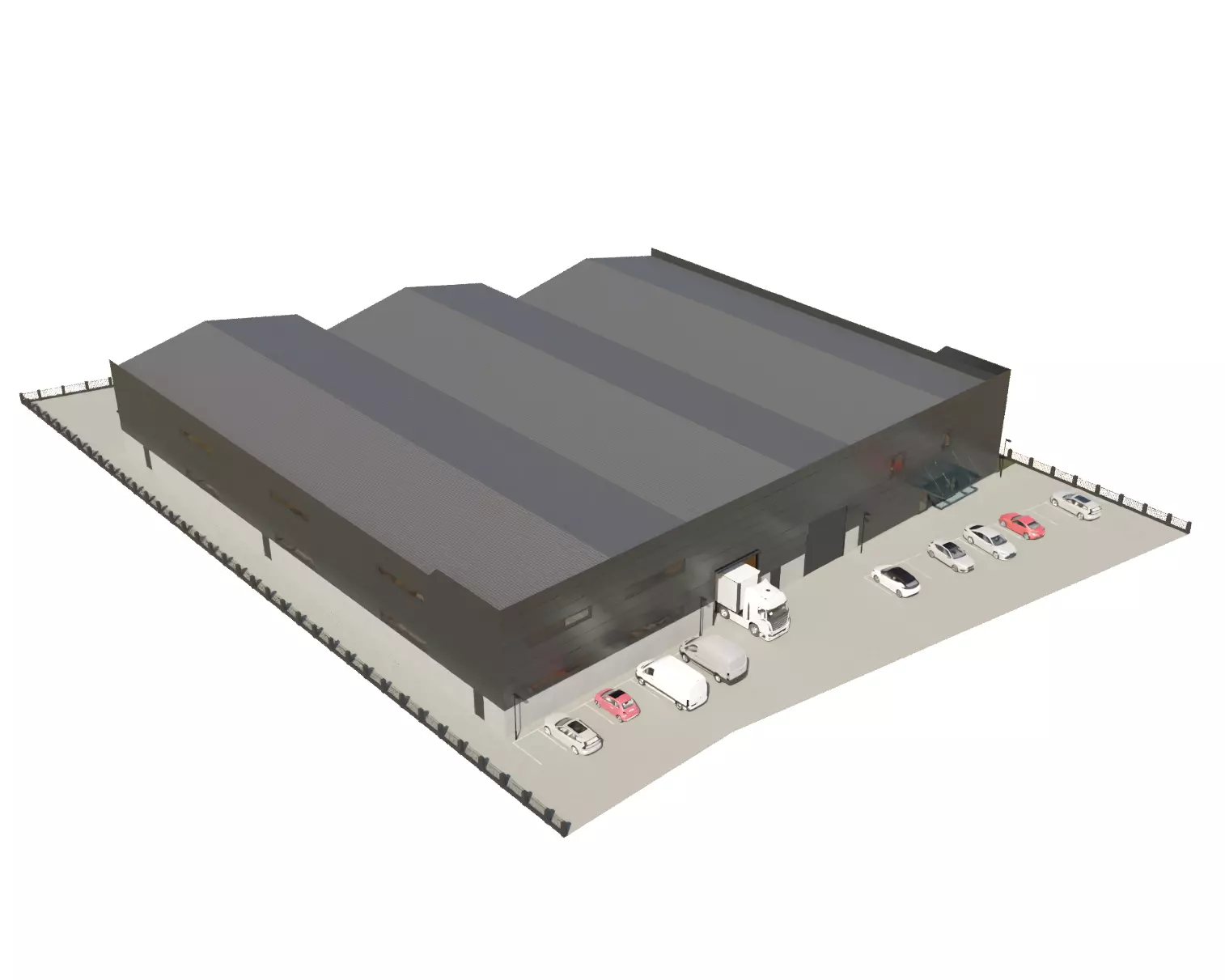 Factory Building Low-poly 3D model_1