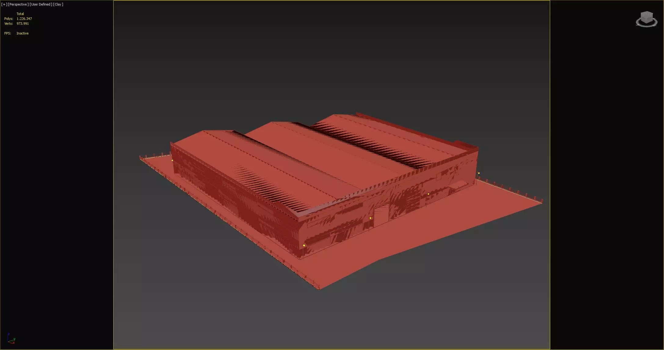 Factory Building Low-poly 3D model_5