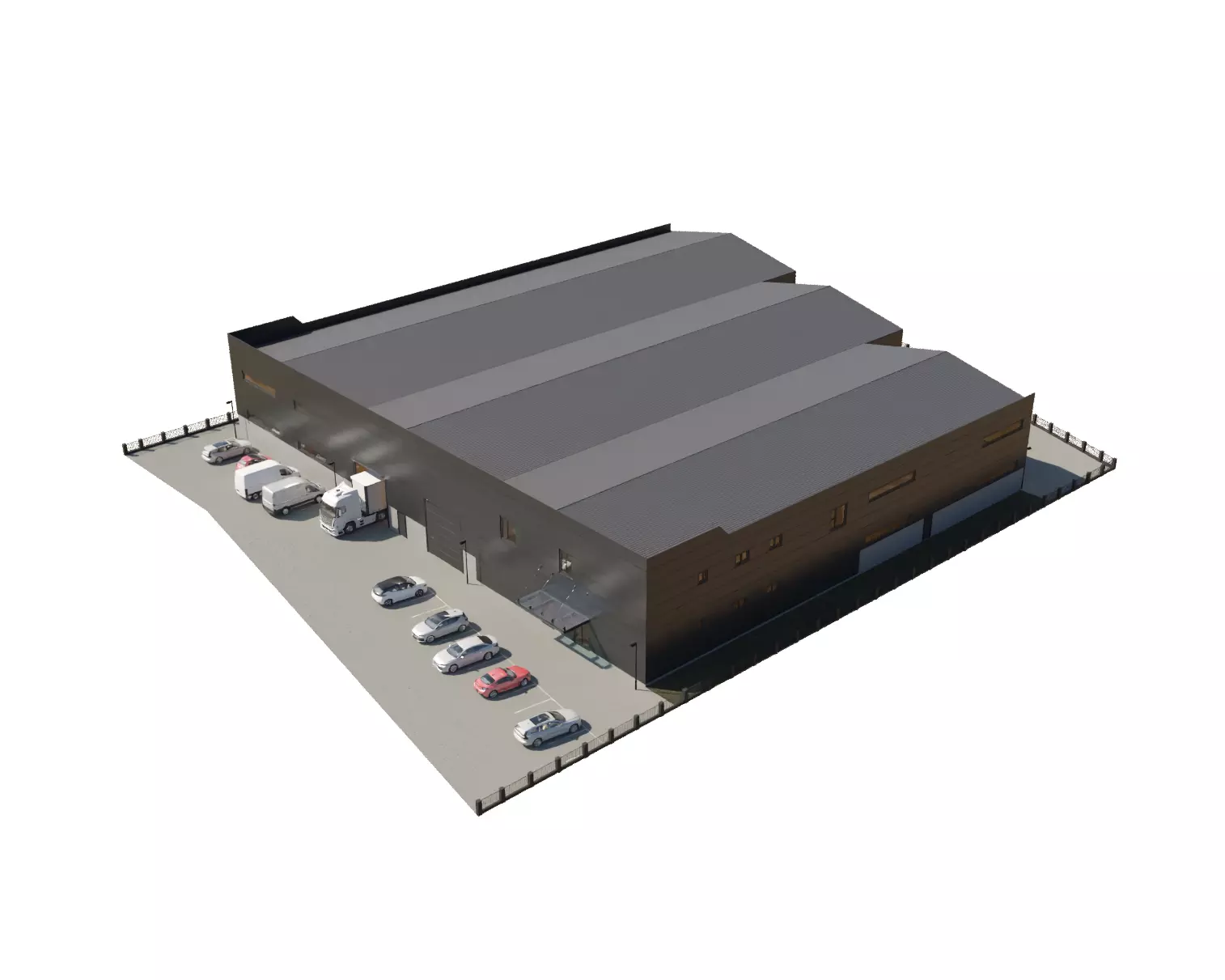 Factory Building Low-poly 3D model_2
