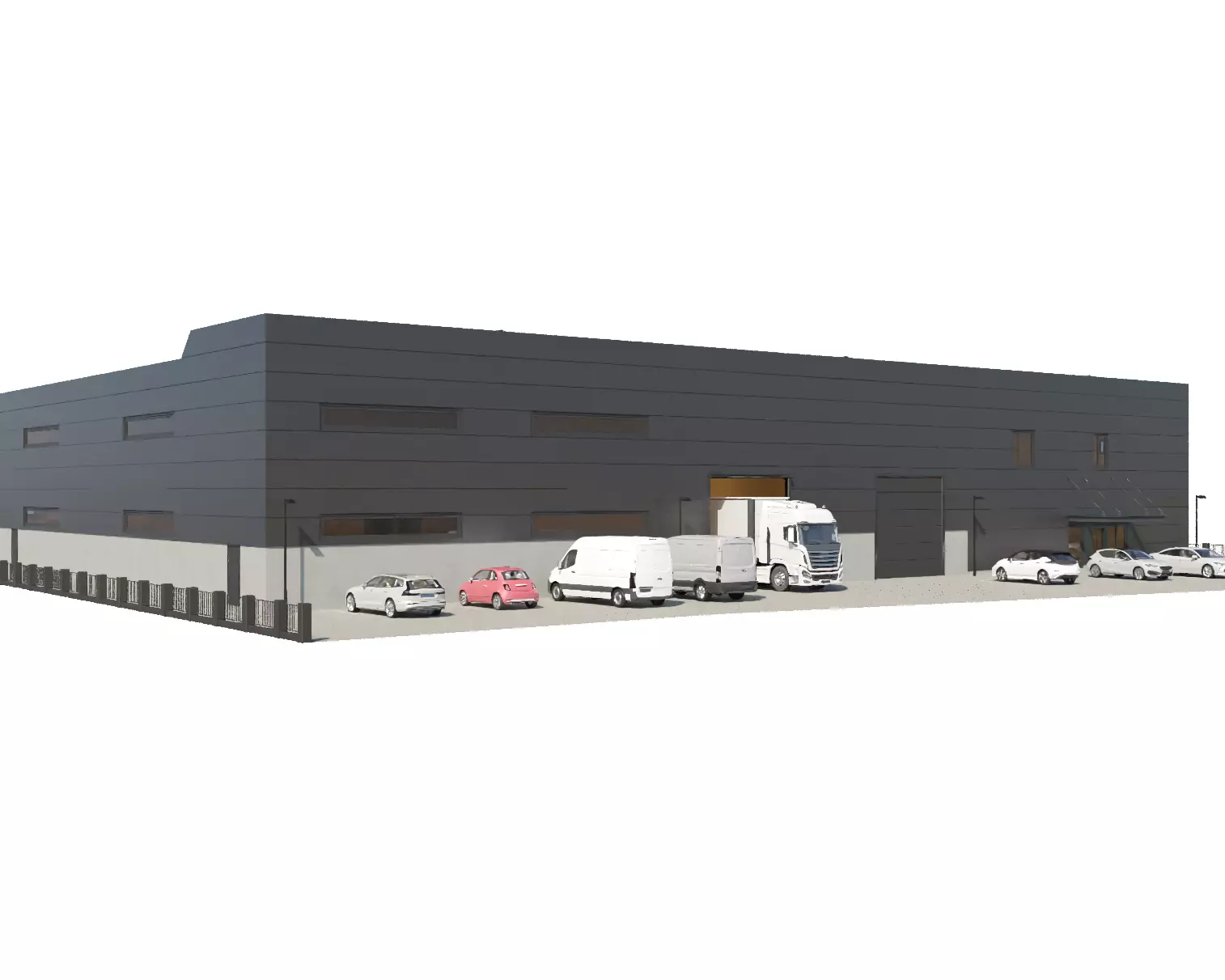 Factory Building Low-poly 3D model_0