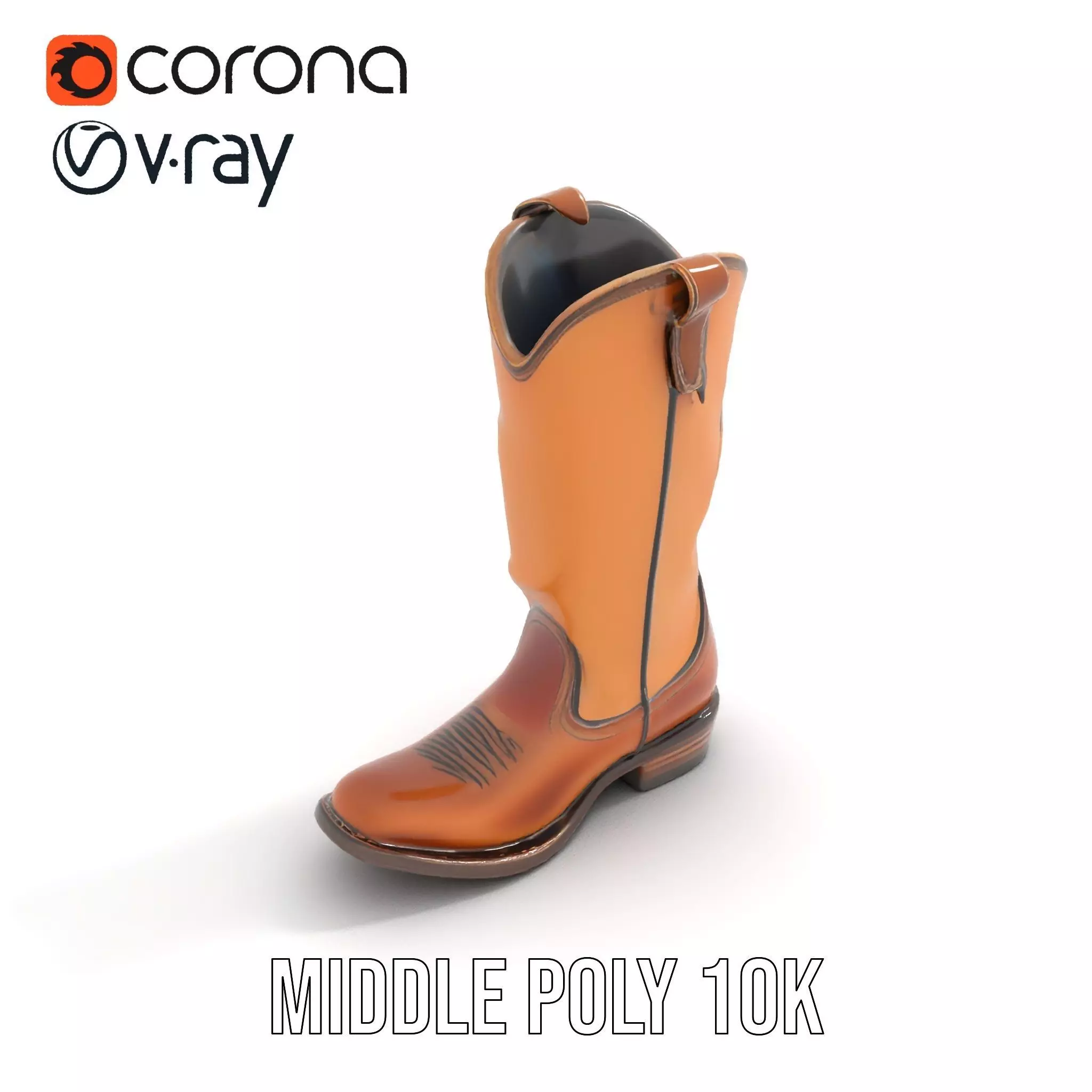 Cowboy Boot Model Pack Low-poly 3D model_6