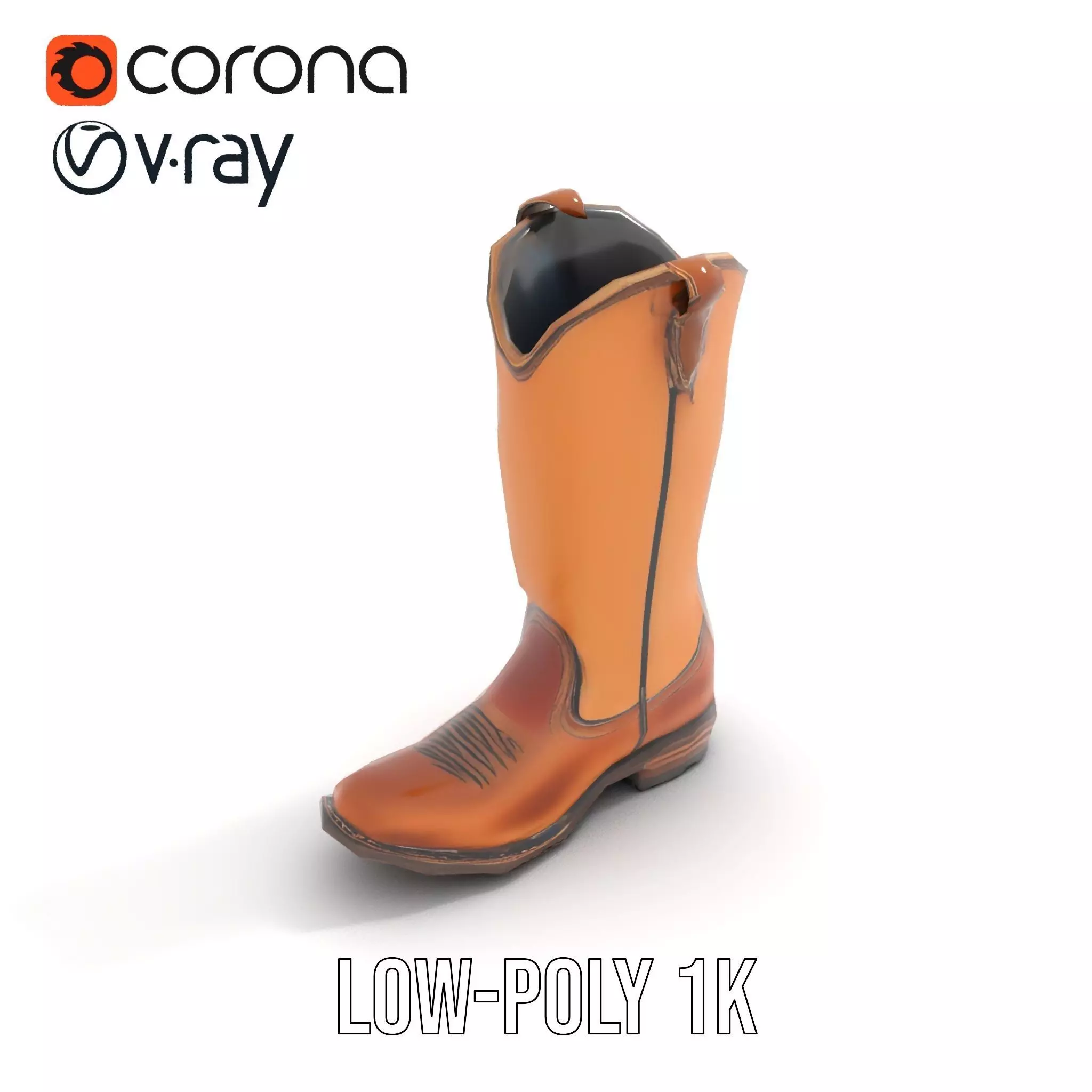 Cowboy Boot Model Pack Low-poly 3D model_12