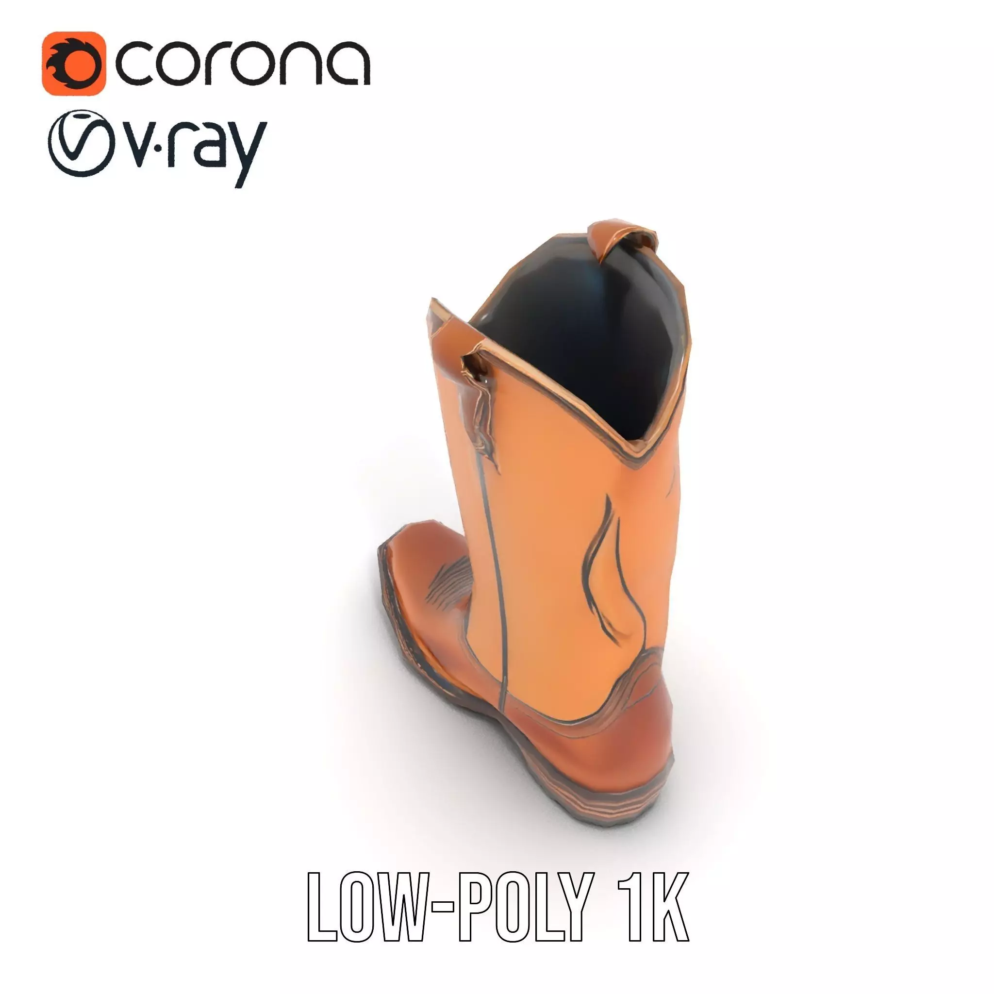Cowboy Boot Model Pack Low-poly 3D model_10