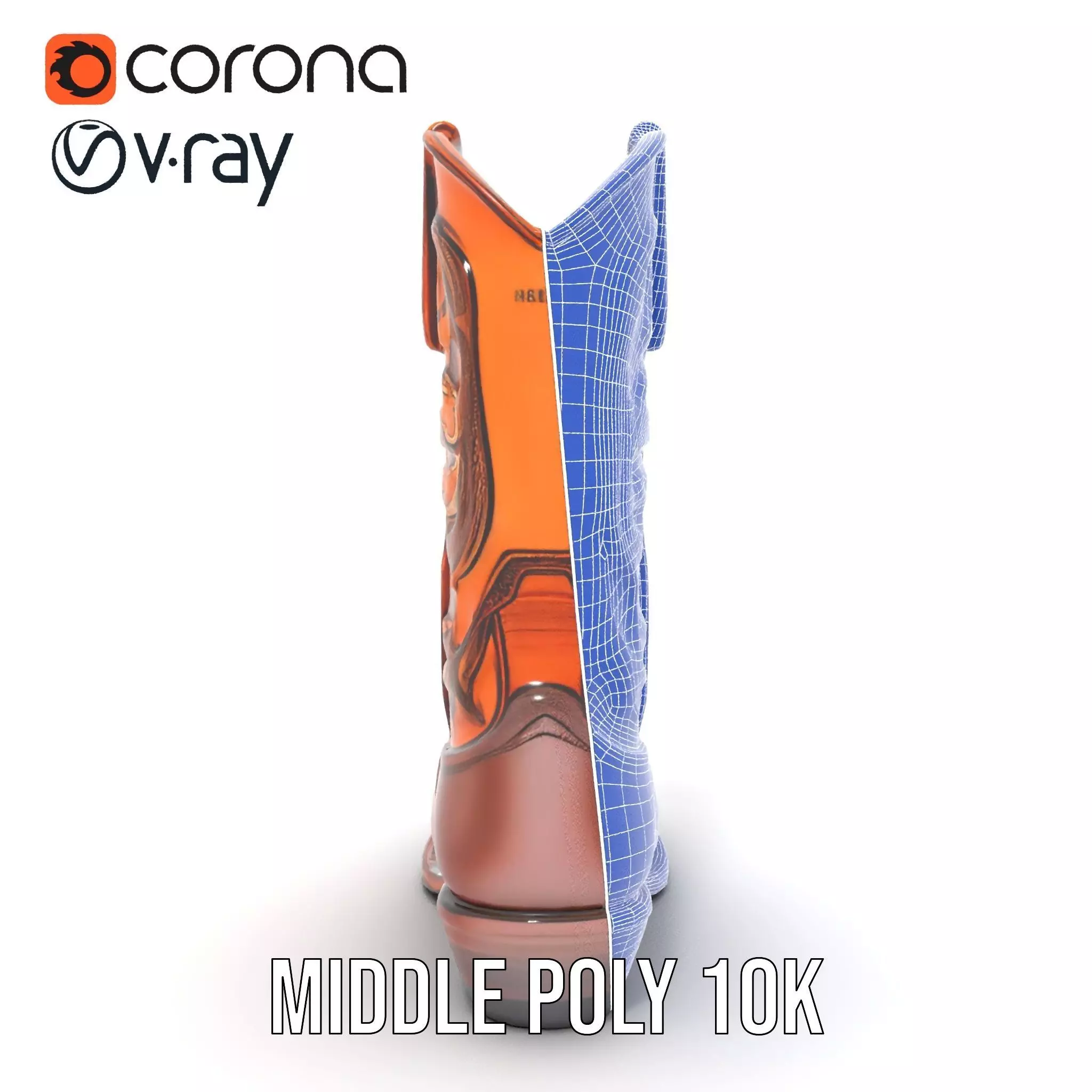 Western Cowboy Boot Model Pack with Intricate Stitching Low-poly 3D model_30