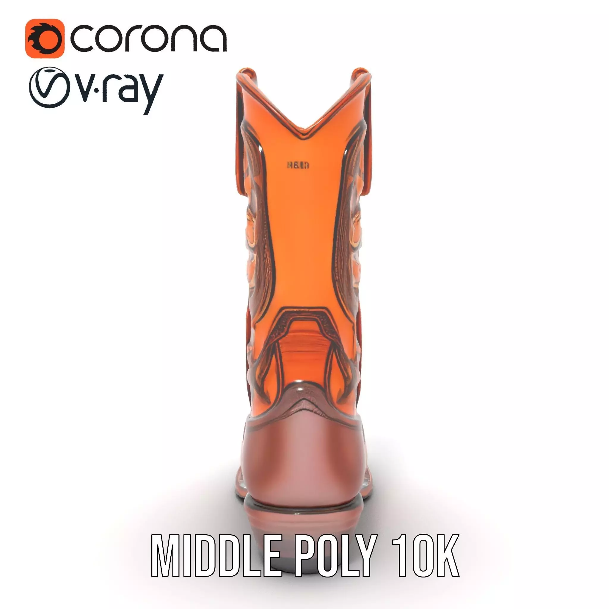 Western Cowboy Boot Model Pack with Intricate Stitching Low-poly 3D model_10