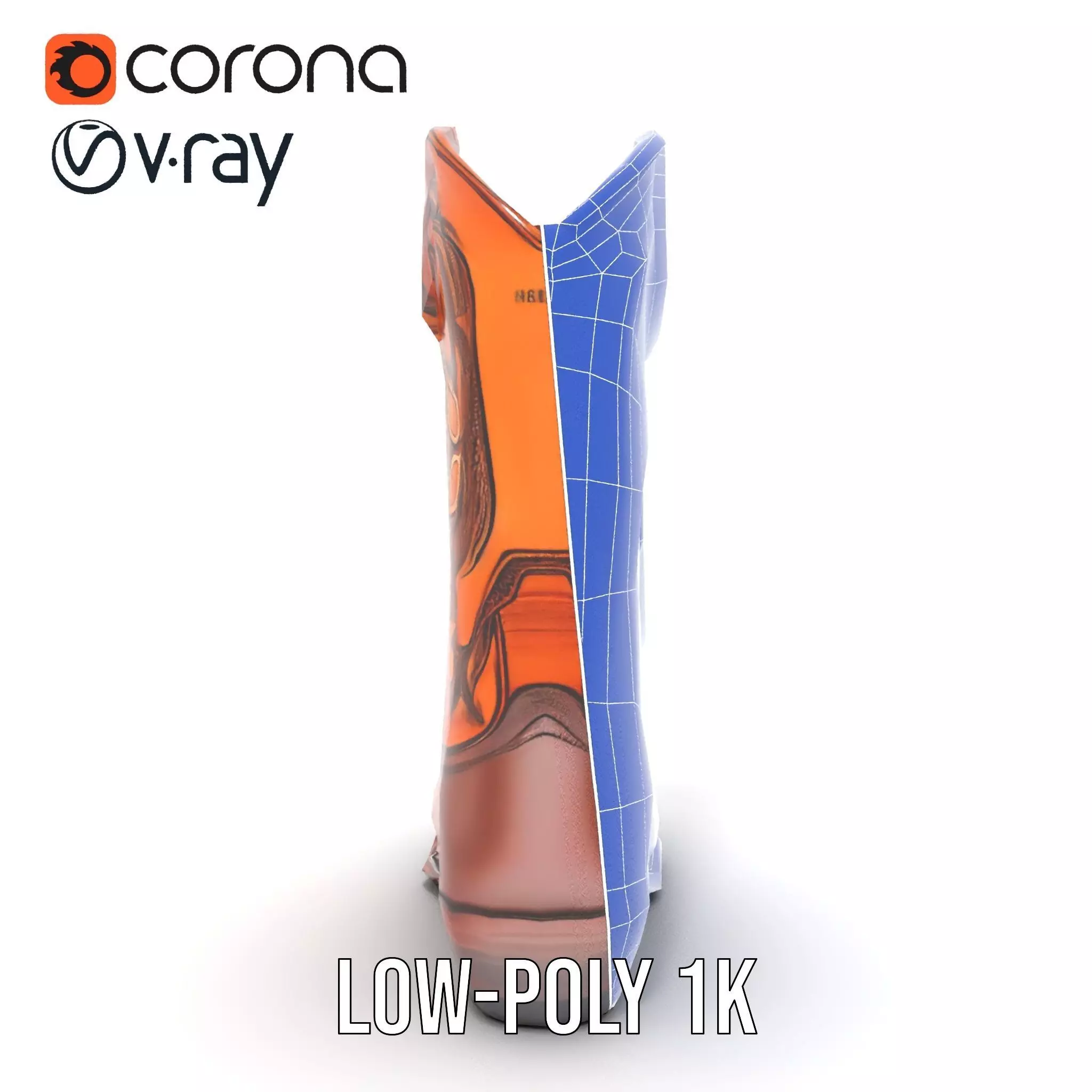 Western Cowboy Boot Model Pack with Intricate Stitching Low-poly 3D model_28