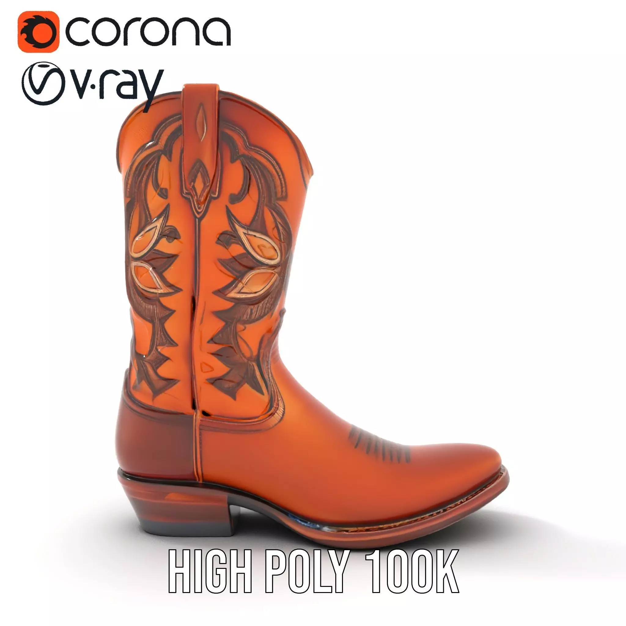 Western Cowboy Boot Model Pack with Intricate Stitching Low-poly 3D model_29