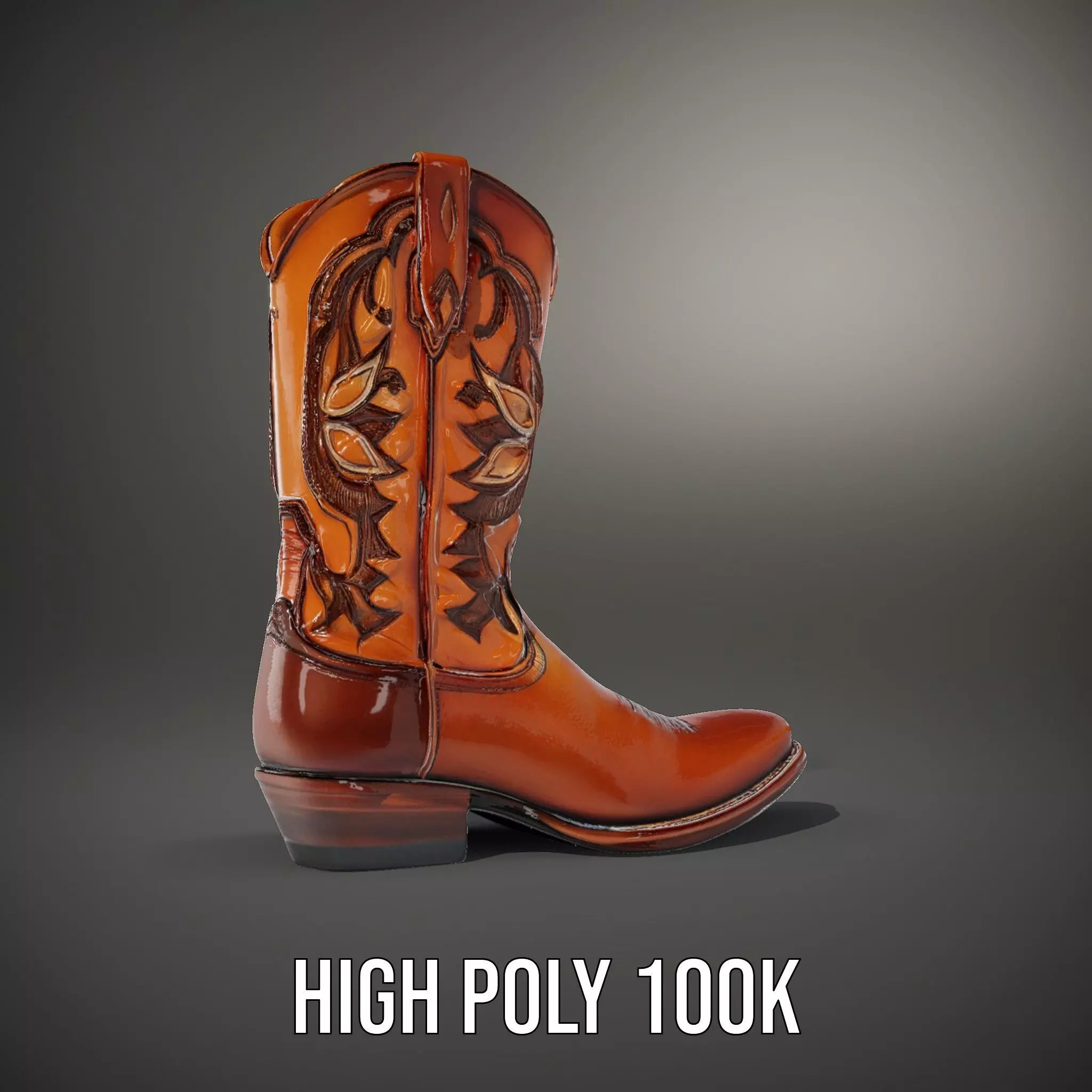 Western Cowboy Boot Model Pack with Intricate Stitching Low-poly 3D model_15