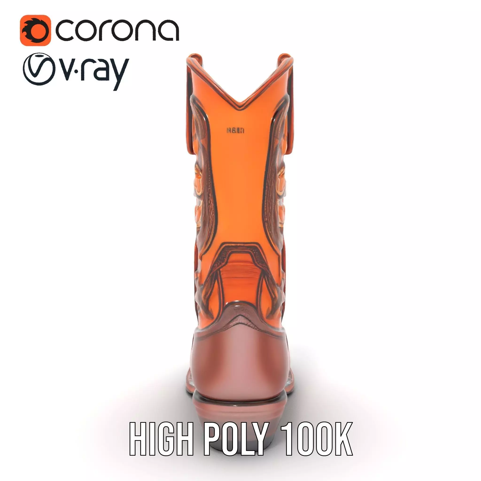 Western Cowboy Boot Model Pack with Intricate Stitching Low-poly 3D model_32