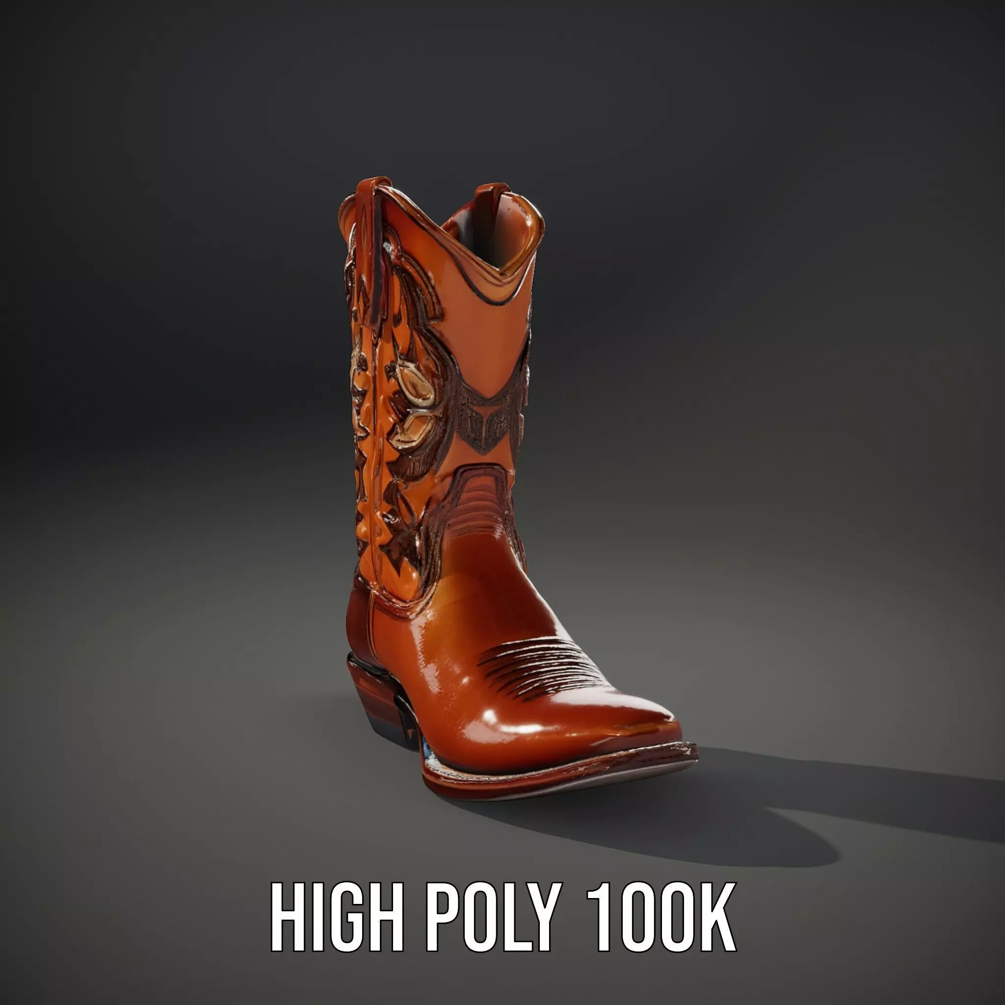 Western Cowboy Boot Model Pack with Intricate Stitching Low-poly 3D model_12