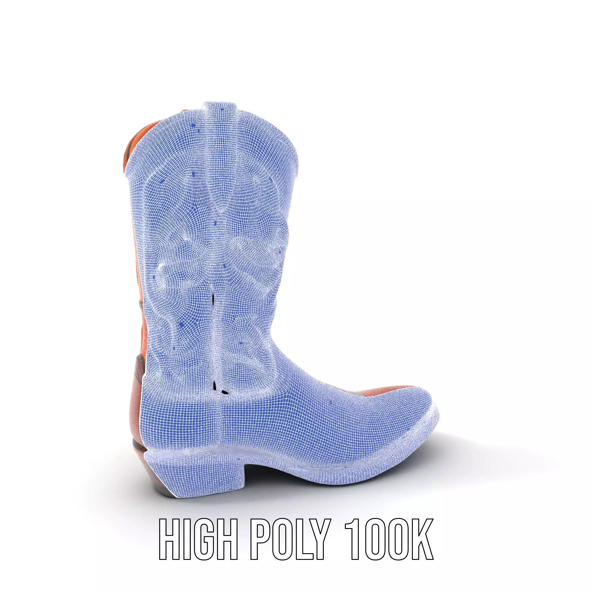 Western Cowboy Boot Model Pack with Intricate Stitching Low-poly 3D model_5