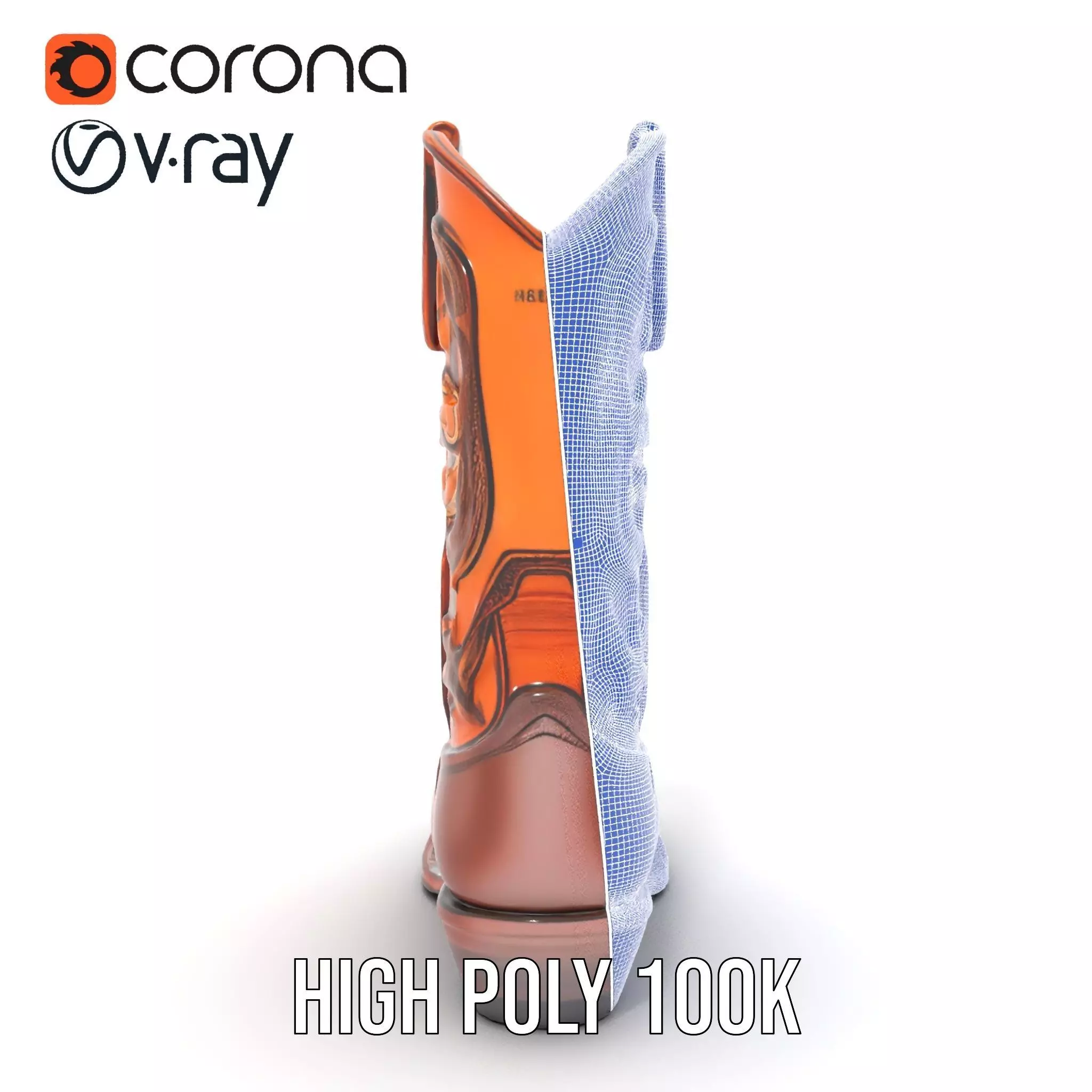 Western Cowboy Boot Model Pack with Intricate Stitching Low-poly 3D model_34