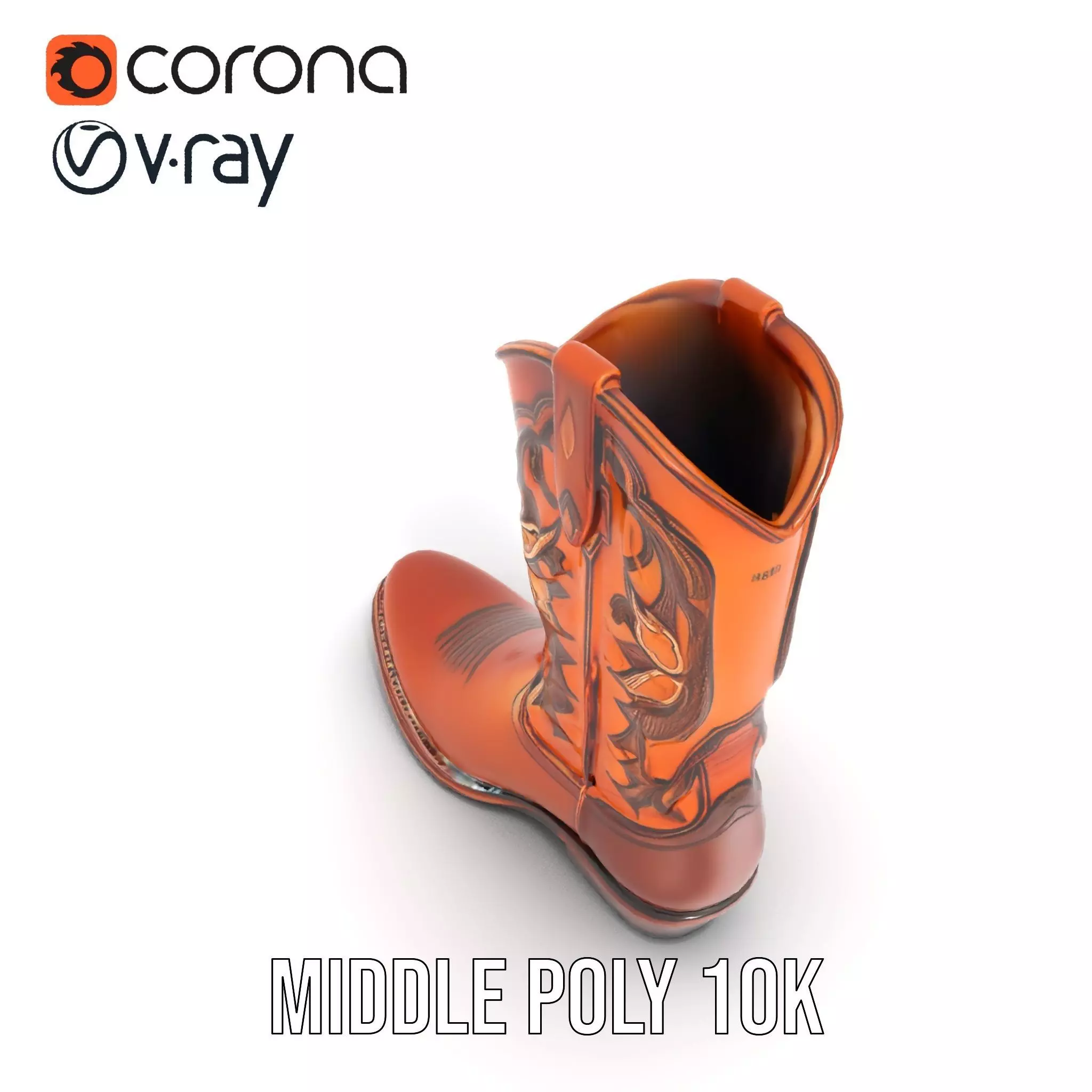 Western Cowboy Boot Model Pack with Intricate Stitching Low-poly 3D model_7