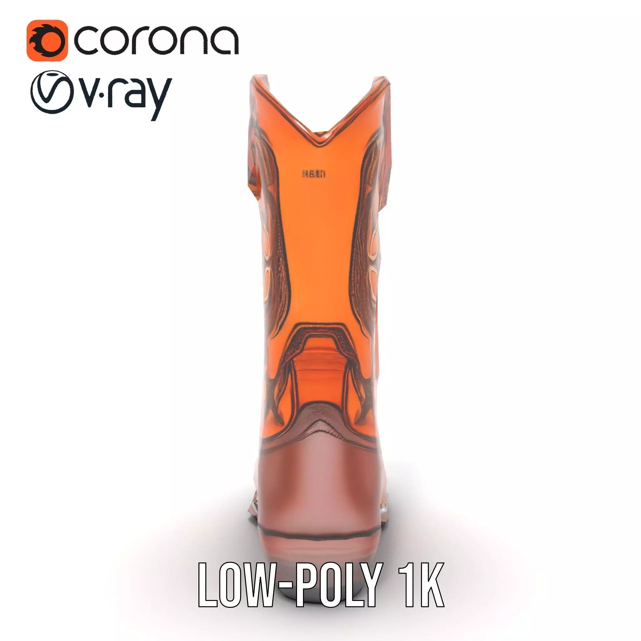 Western Cowboy Boot Model Pack with Intricate Stitching Low-poly 3D model_17