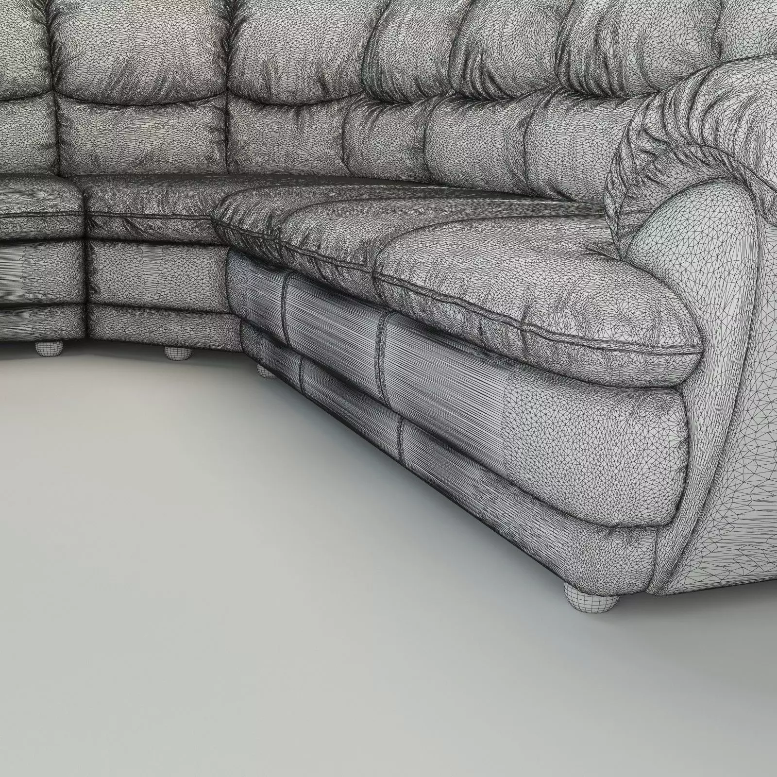 Overstuffed Leather Corner Sofa - Osvald - Short Version 3D model_20
