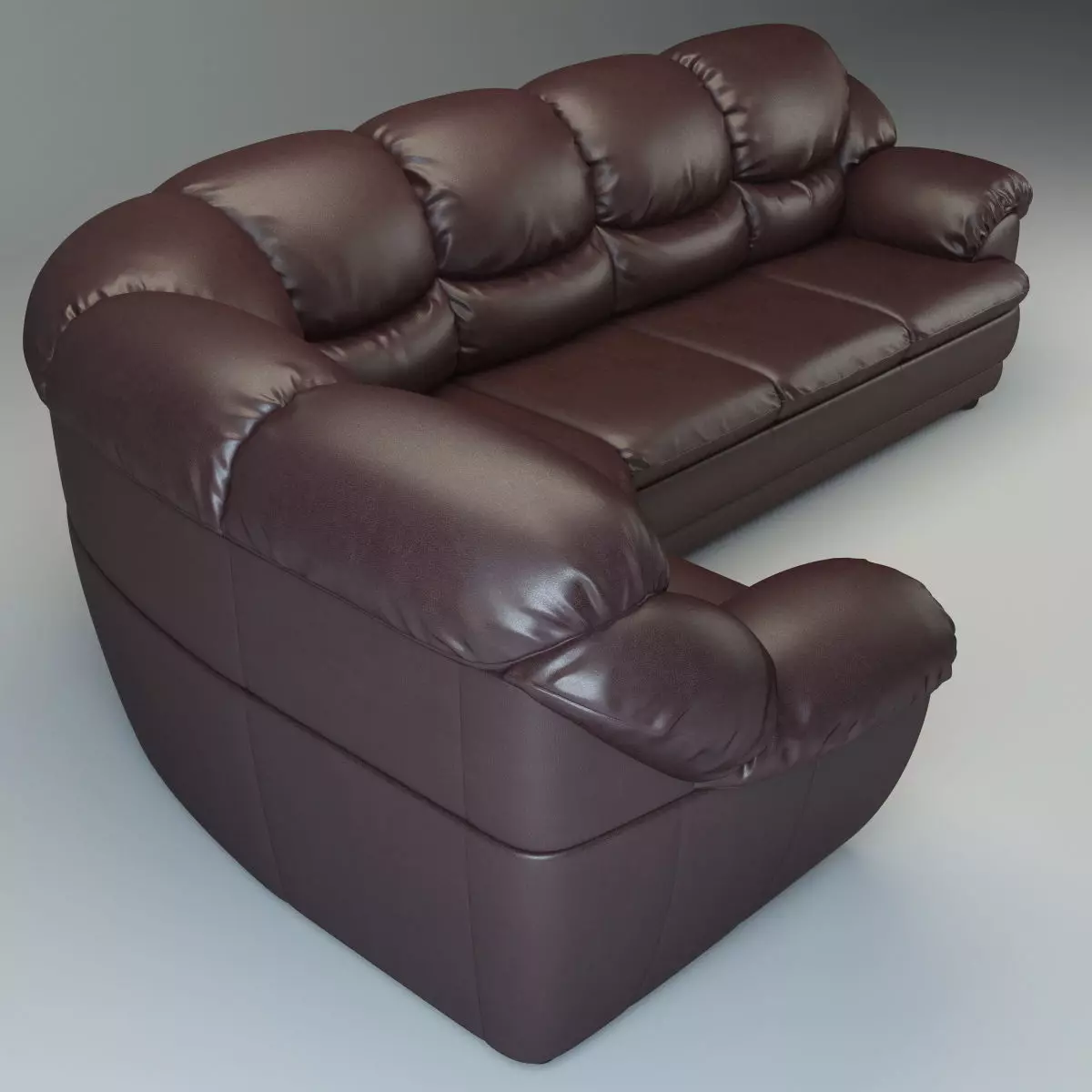 Overstuffed Leather Corner Sofa - Osvald - Short Version 3D model_4