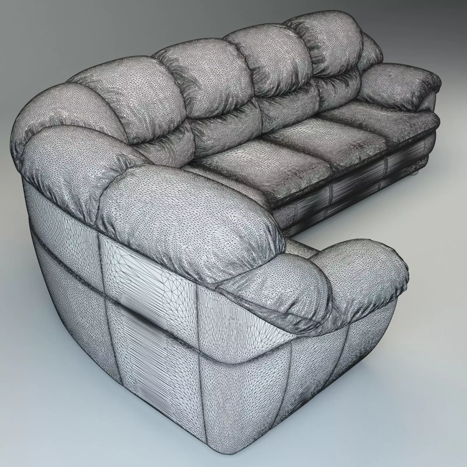 Overstuffed Leather Corner Sofa - Osvald - Short Version 3D model_19