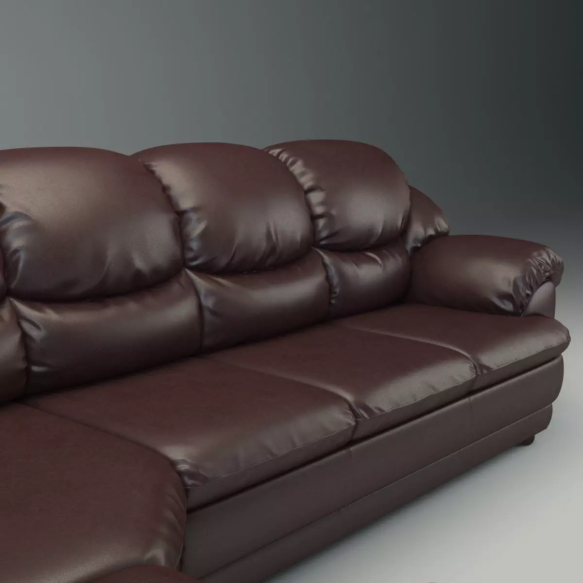 Overstuffed Leather Corner Sofa - Osvald - Short Version 3D model_6