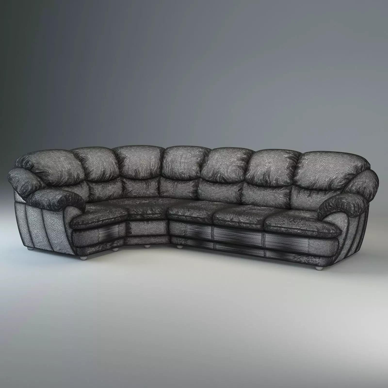 Overstuffed Leather Corner Sofa - Osvald - Short Version 3D model_16