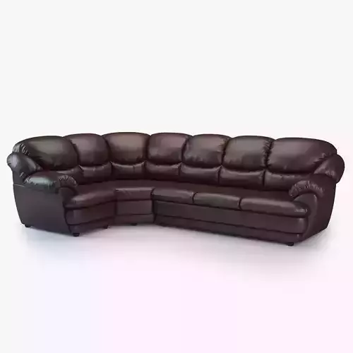 Overstuffed Leather Corner Sofa - Osvald - Short Version 3D model