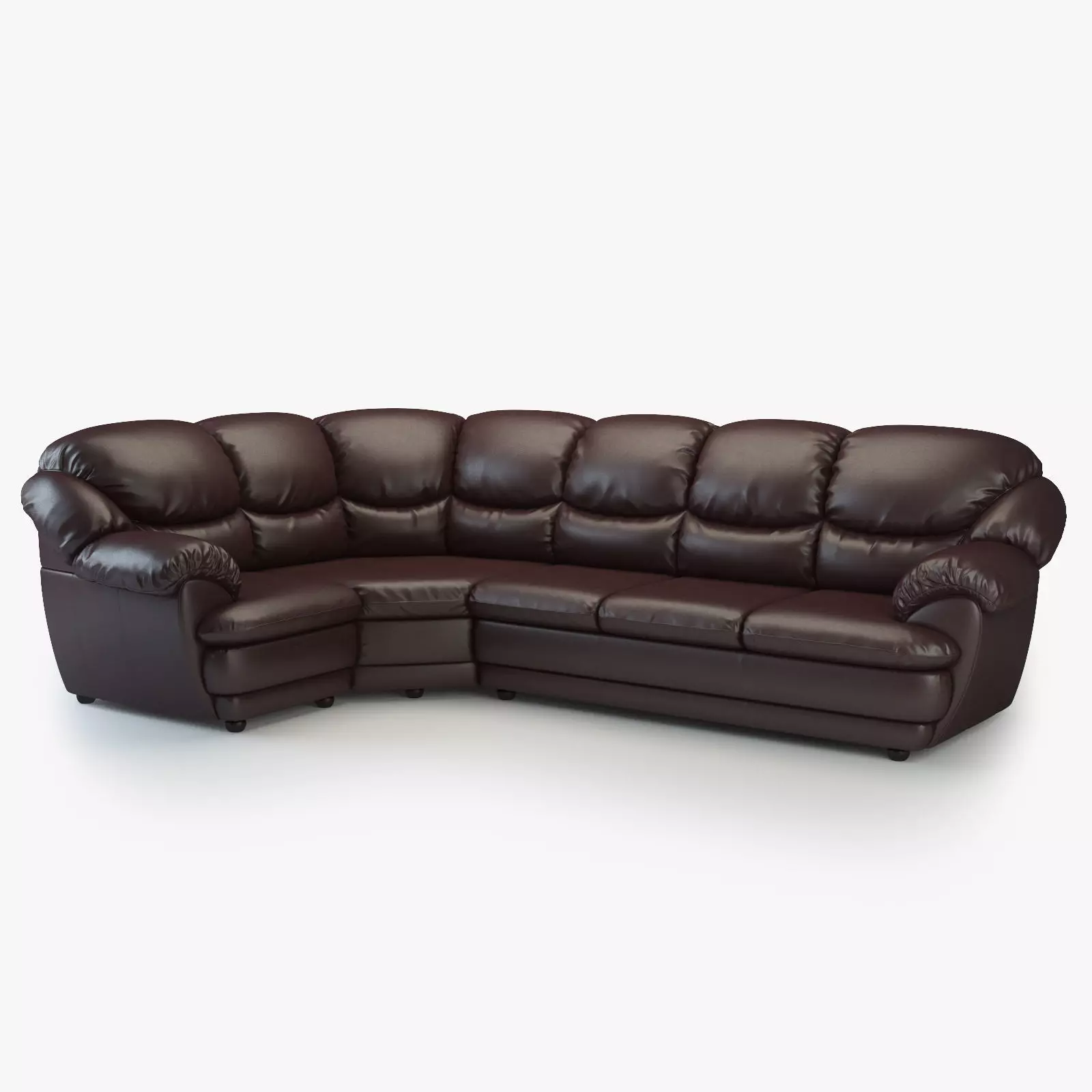 Overstuffed Leather Corner Sofa - Osvald - Short Version 3D model_0