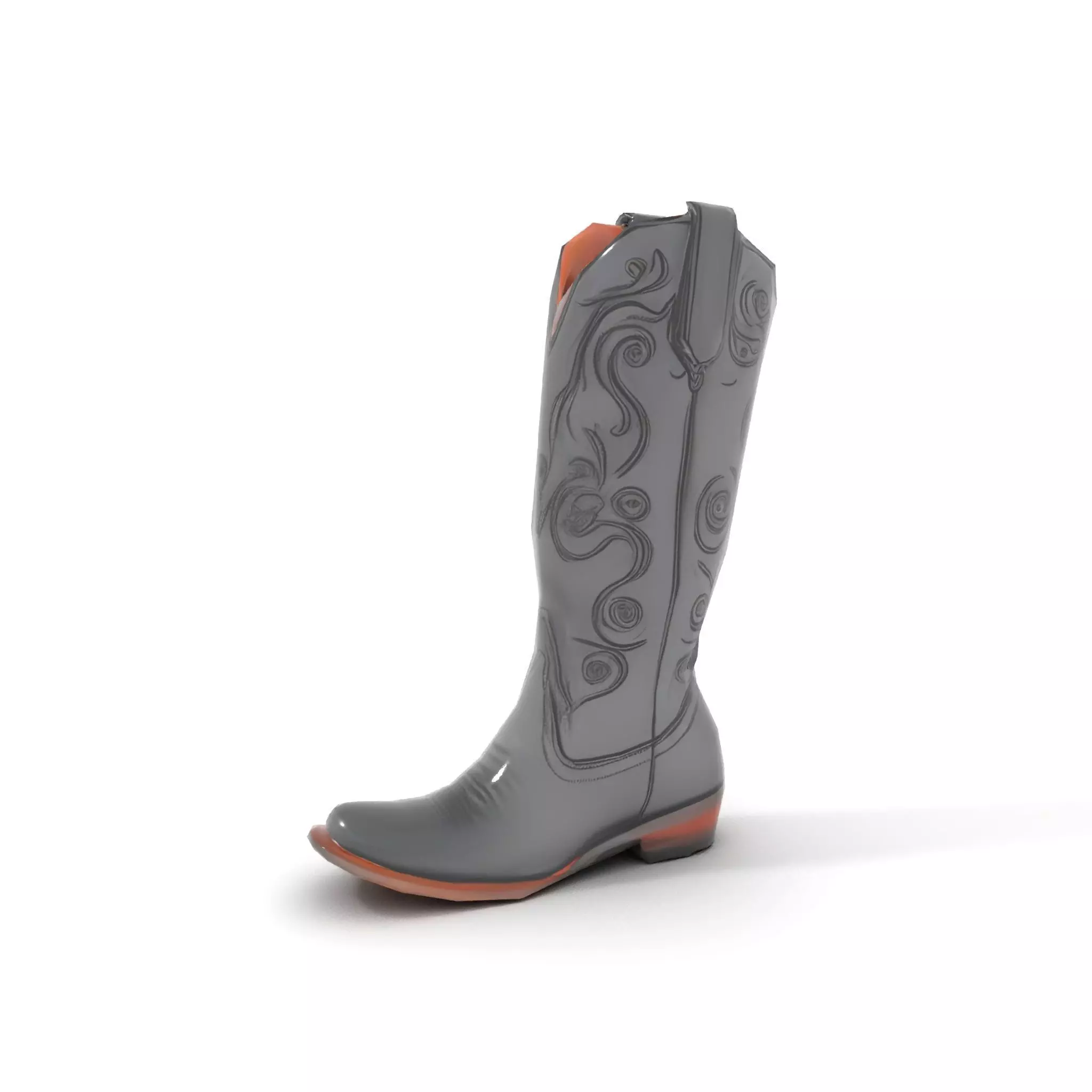 Cowboy Boot Model Pack with Detailed Embroidery Design Low-poly 3D model_15