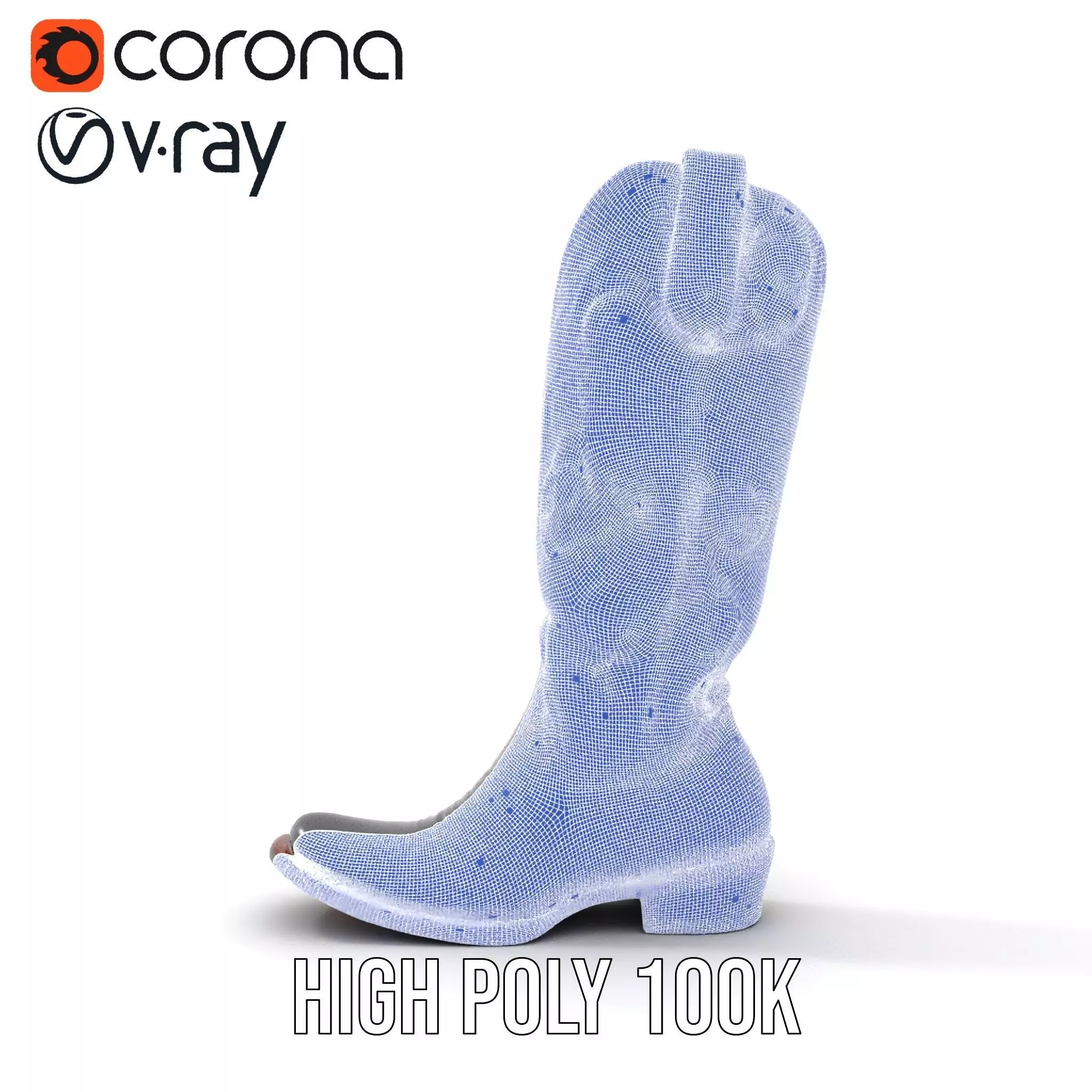 Cowboy Boot Model Pack with Detailed Embroidery Design Low-poly 3D model_21