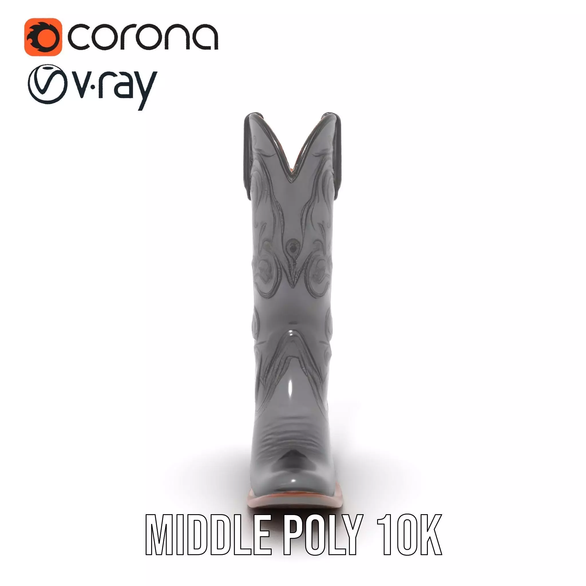 Cowboy Boot Model Pack with Detailed Embroidery Design Low-poly 3D model_19