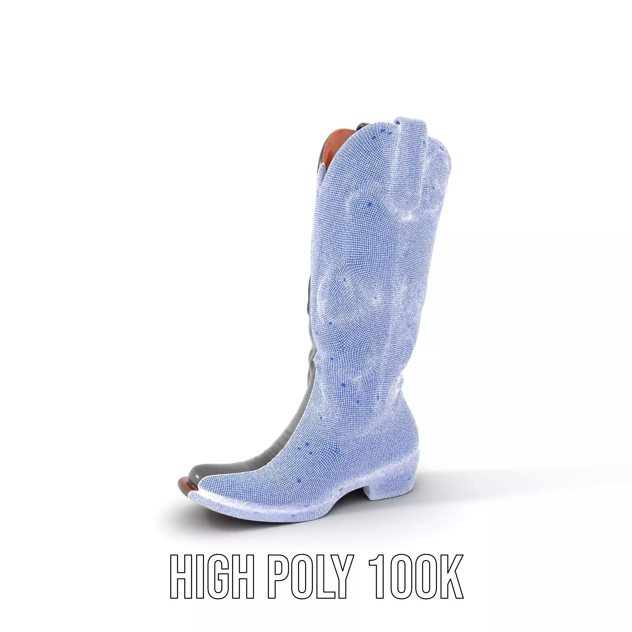 Cowboy Boot Model Pack with Detailed Embroidery Design Low-poly 3D model_5