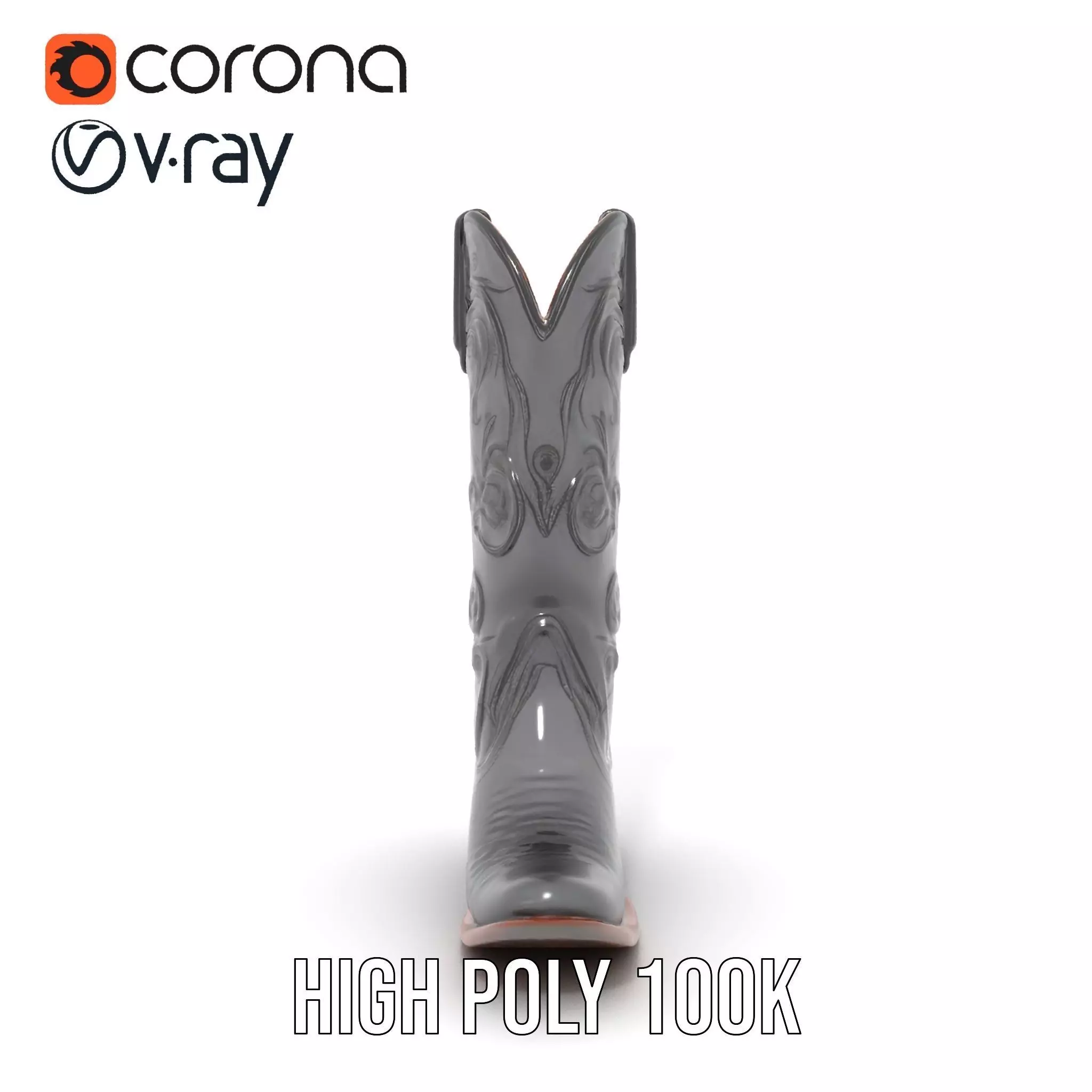 Cowboy Boot Model Pack with Detailed Embroidery Design Low-poly 3D model_18