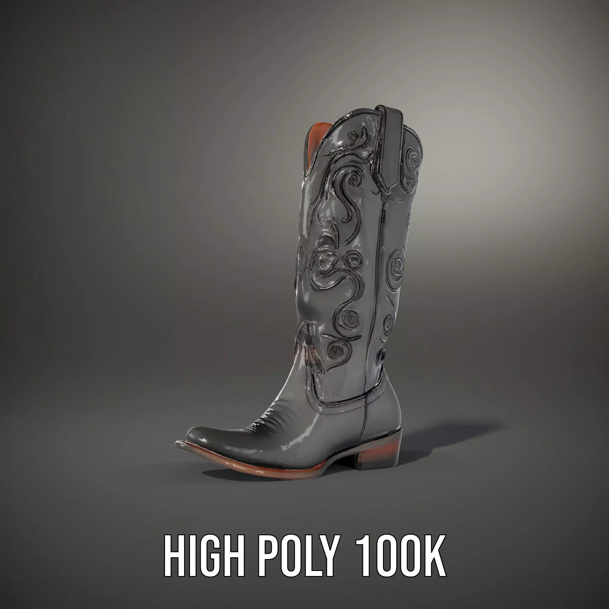 Cowboy Boot Model Pack with Detailed Embroidery Design Low-poly 3D model_11