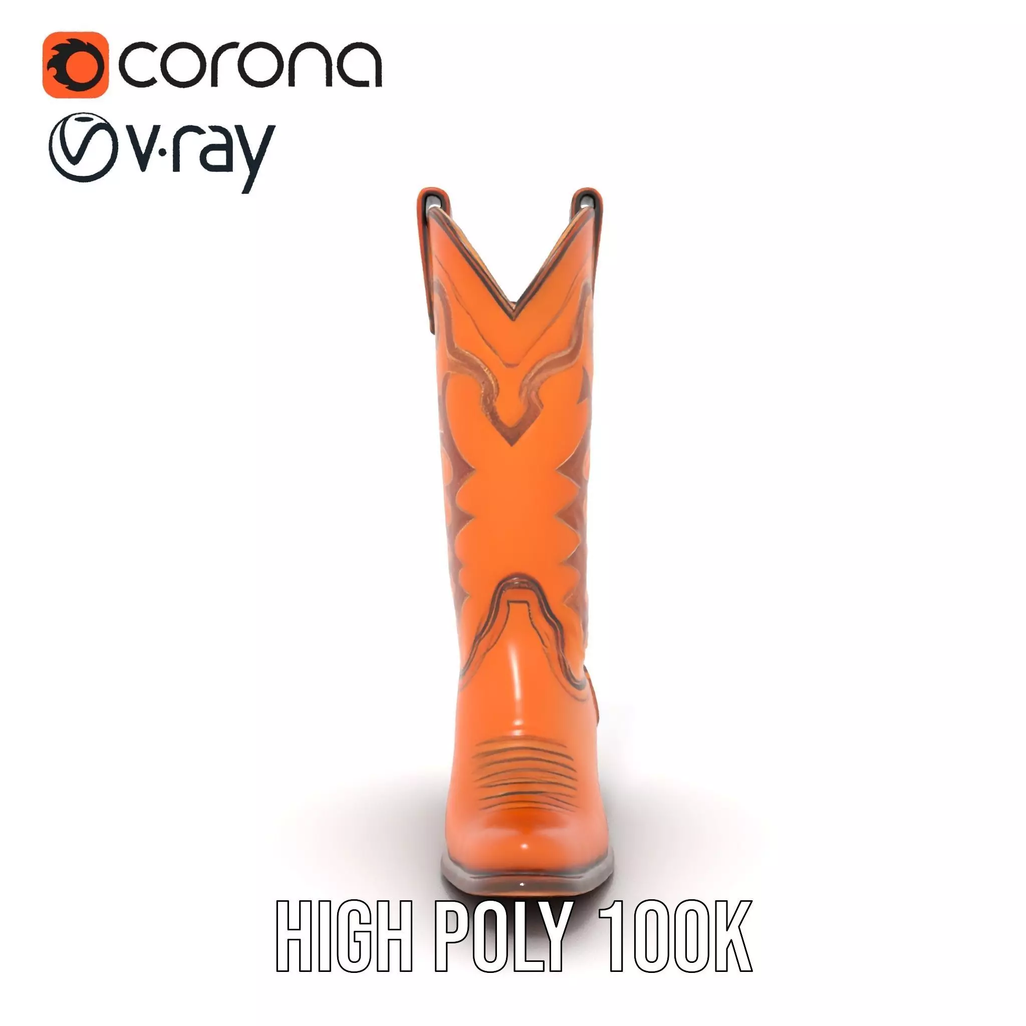 Cowboy Boot Model Pack with Decorative Stitching Low-poly 3D model_29