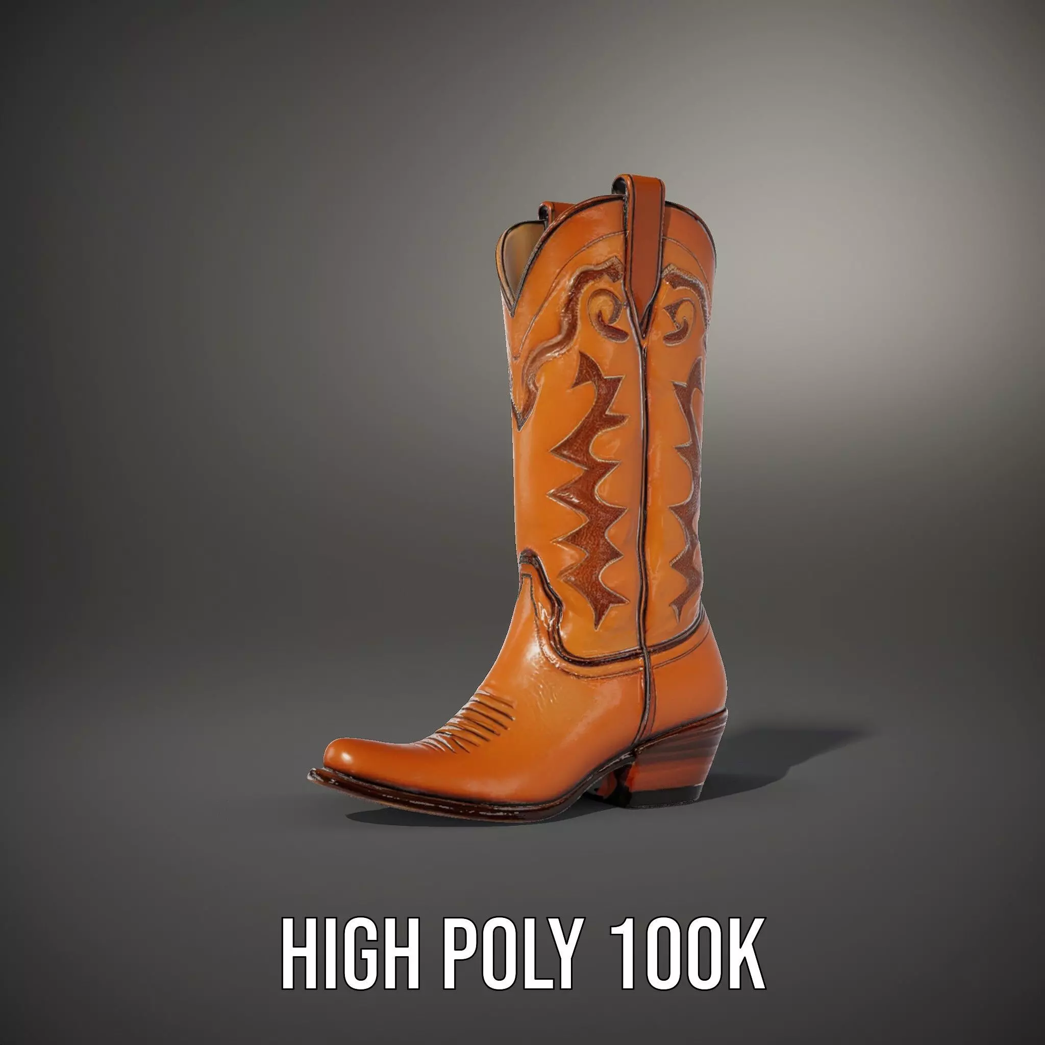 Cowboy Boot Model Pack with Decorative Stitching Low-poly 3D model_11