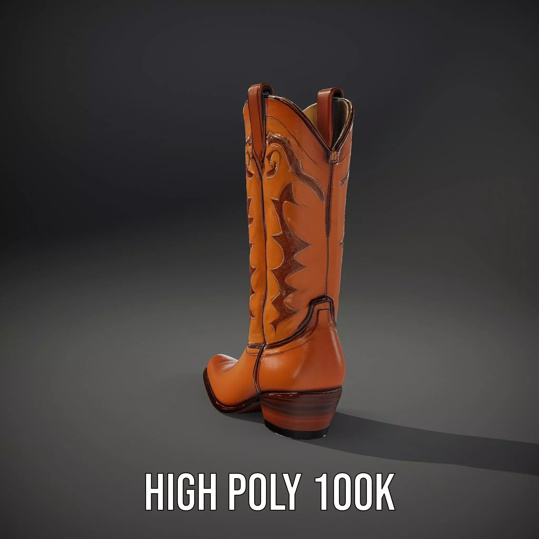 Cowboy Boot Model Pack with Decorative Stitching Low-poly 3D model_9