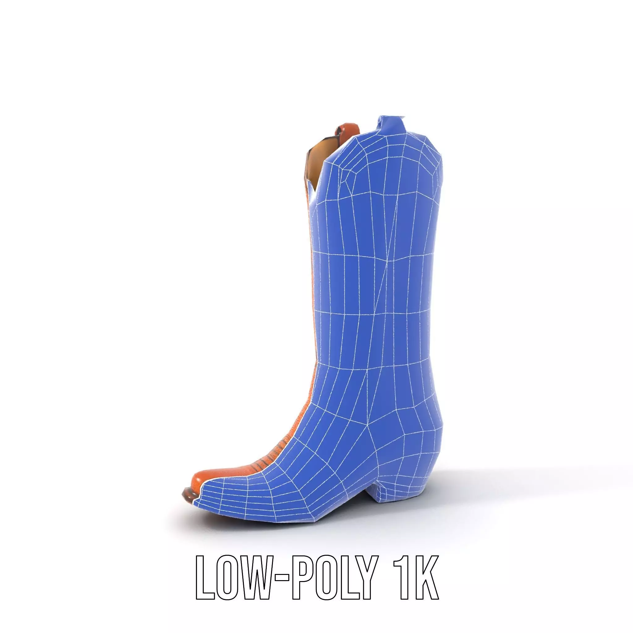 Cowboy Boot Model Pack with Decorative Stitching Low-poly 3D model_10