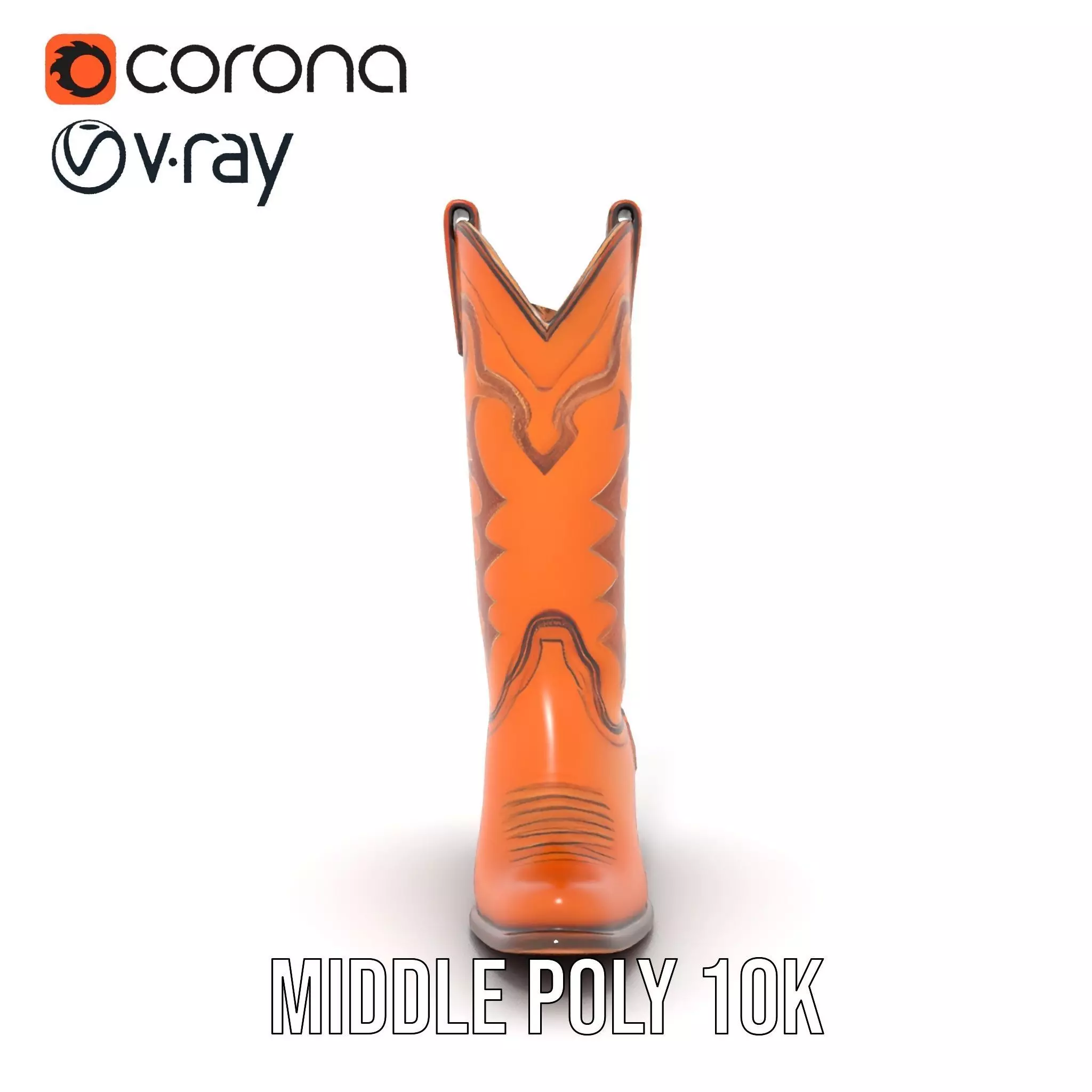 Cowboy Boot Model Pack with Decorative Stitching Low-poly 3D model_20