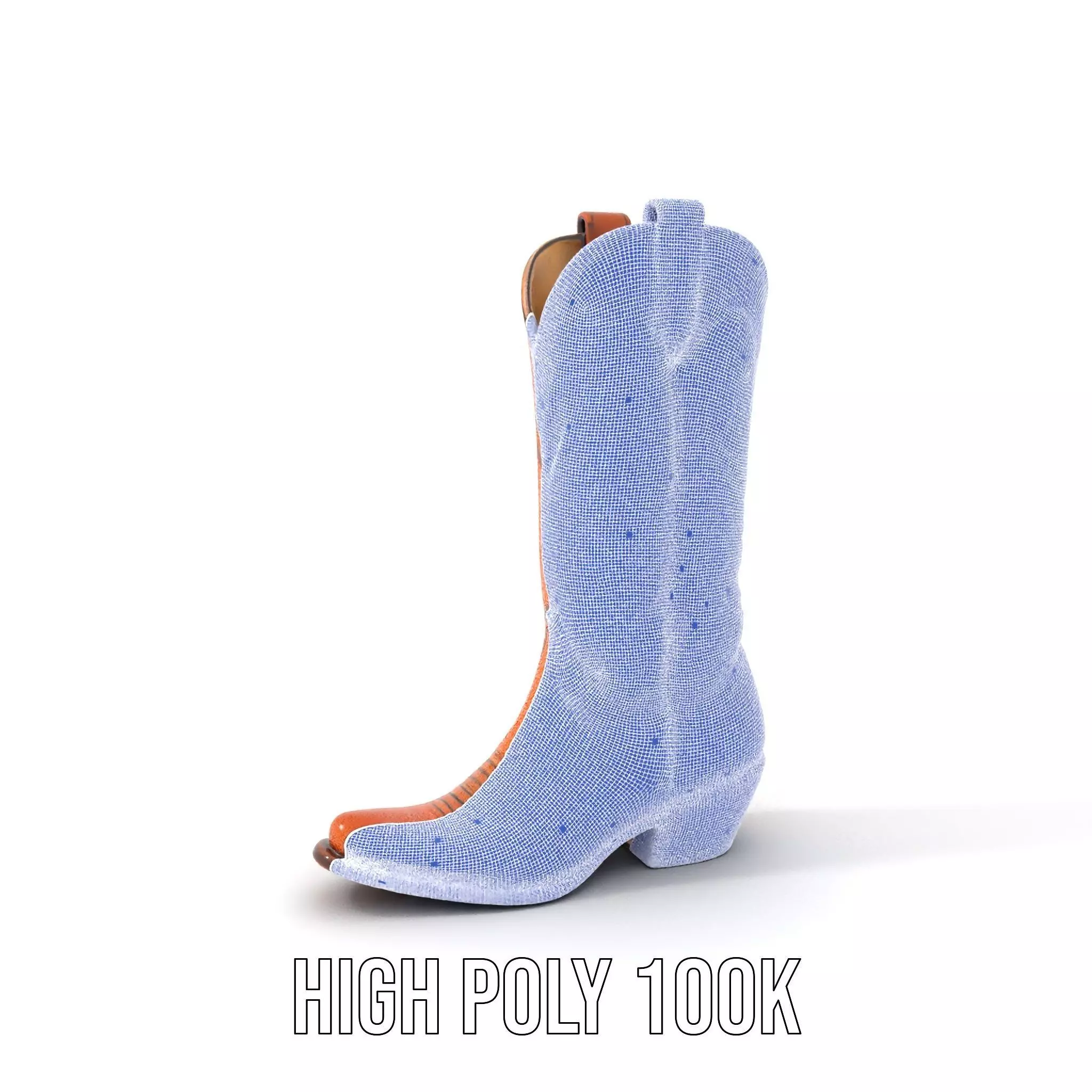 Cowboy Boot Model Pack with Decorative Stitching Low-poly 3D model_5