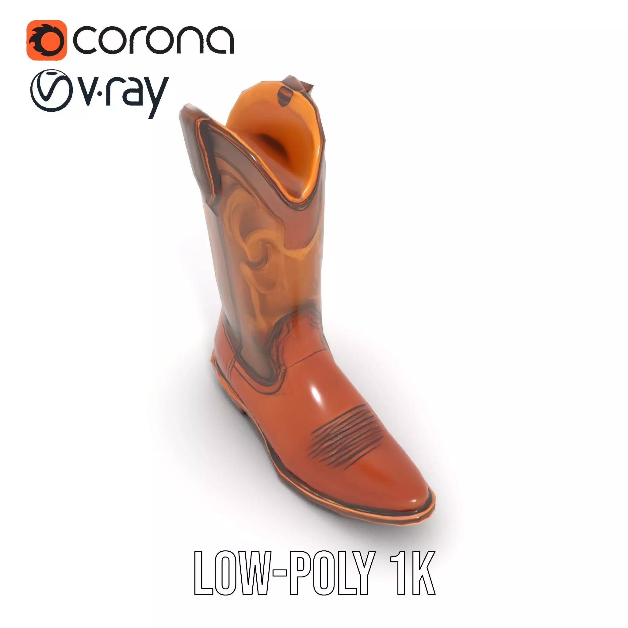 Cowboy Boot Classic Model Pack Low-poly 3D model_15