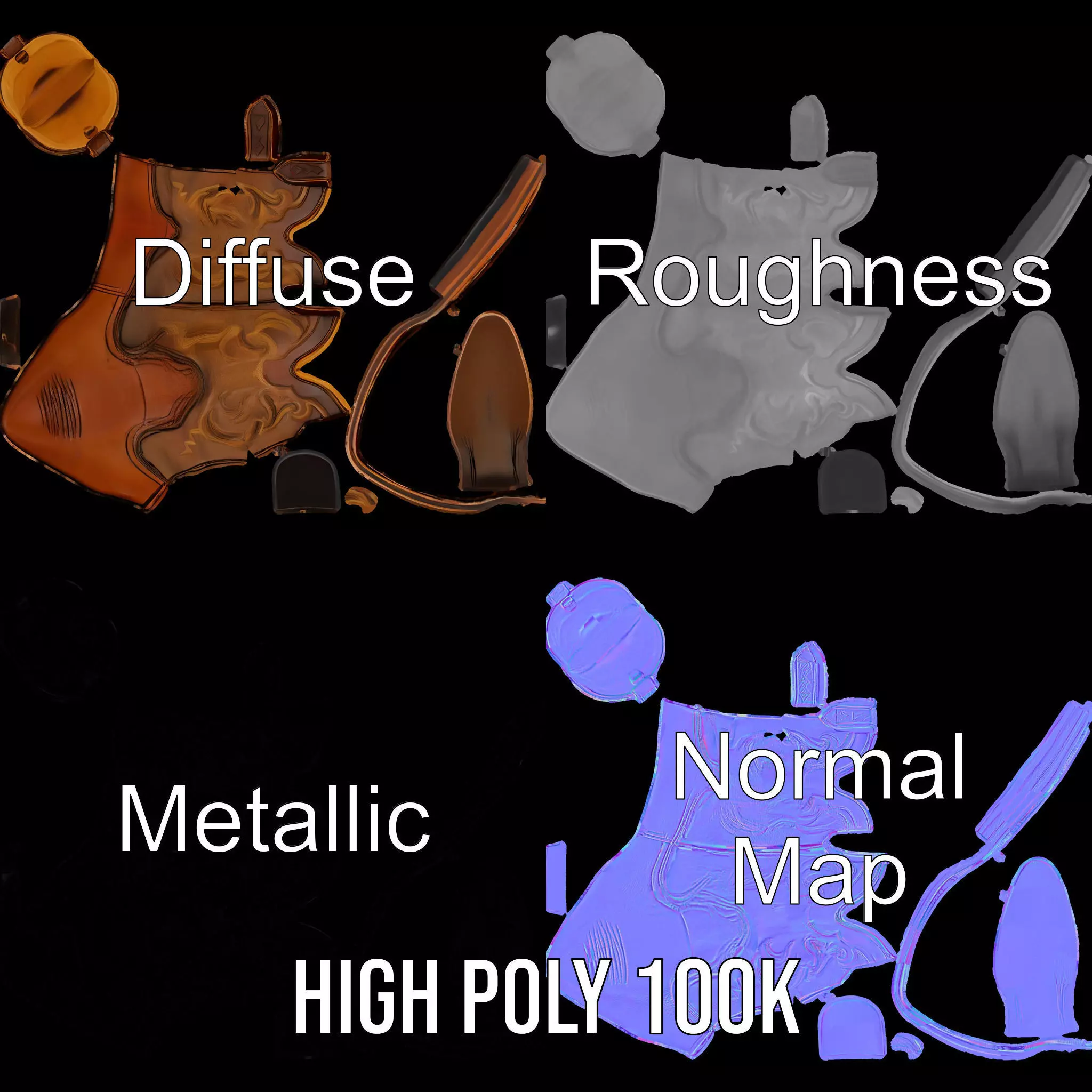 Cowboy Boot Classic Model Pack Low-poly 3D model_4